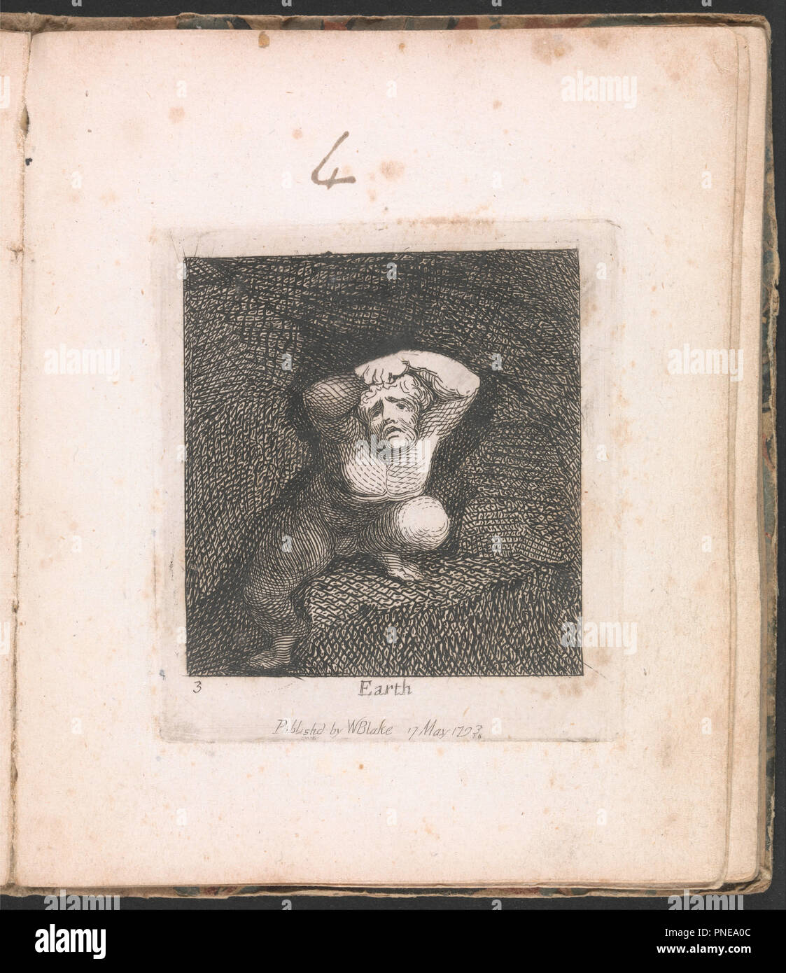 Pour les enfants. Les portes du paradis, la plaque 5, 'terre'. Date/période : 1793. L'impression. Ligne de gravure et de la gravure sur papier de couleur crème et de gravure (gravure sur ligne modérément épais, légèrement texturé, vélin crème). Hauteur : 140 mm (5.51 in) ; Largeur : 114 mm (4.48 in). Auteur : William Blake. Banque D'Images