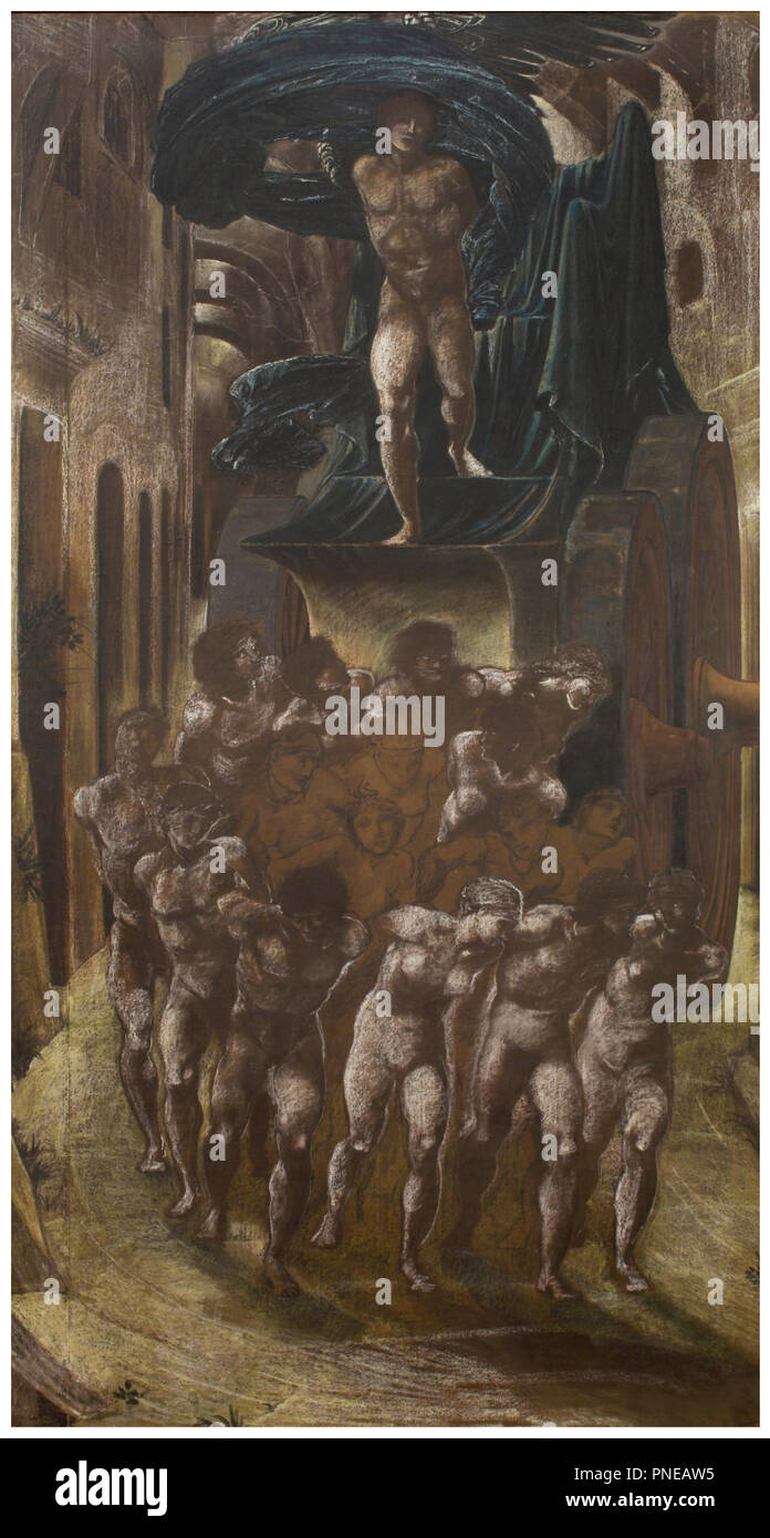 La voiture de l'amour, ou amour's Wayfaring. Date/Période : 19e siècle. Dessin. Pastel, fusain et dessin pinceau brosse et dessin pastel, fusain. Hauteur : 3 391 mm (11,12 pi) ; largeur : 2 112 mm (83.14 in). Auteur : Edward Burne-Jones. Banque D'Images