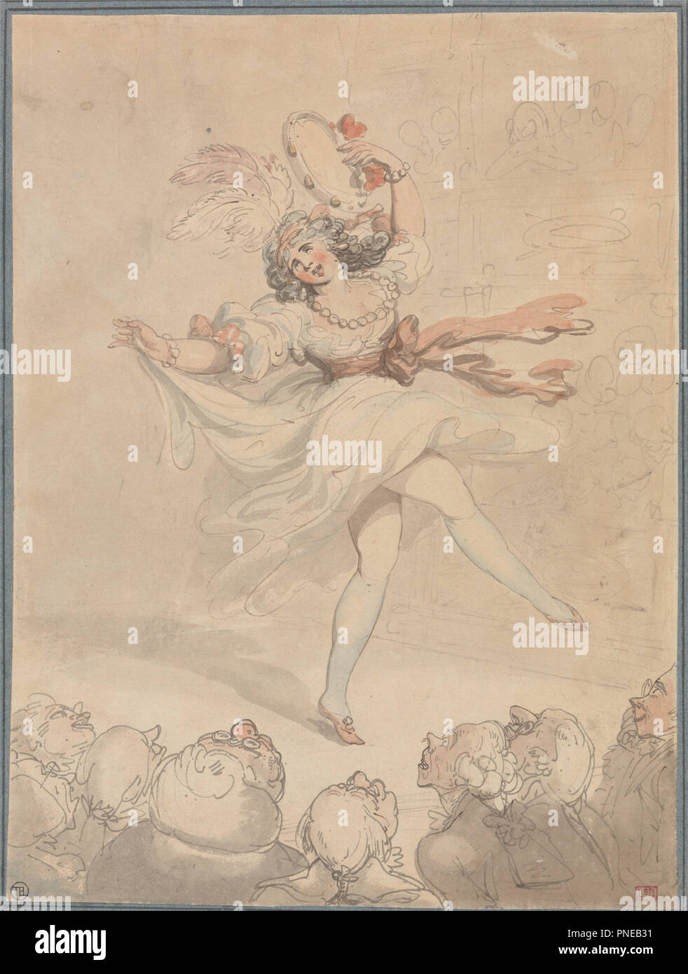 Danseuse avec un tambourin. Date/Période : Entre 1790 et 1795. La peinture. L'aquarelle. Hauteur : 306 mm (12.04 in) ; Largeur : 229 mm (9,01 in). Auteur : Thomas ROWLANDSON. Banque D'Images Danseuse avec un tambourin. Date/Période : Entre 1790 et 1795. La peinture. L'aquarelle. Hauteur : 306 mm (12.04 in) ; Largeur : 229 mm (9,01 in). Auteur : Thomas ROWLANDSON. Banque D'Images