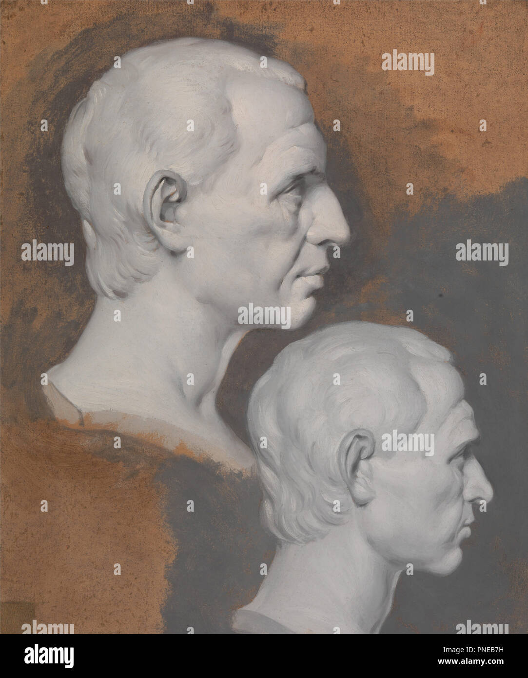 Études d'un Buste classique. Date/période : 1774 à 1775. La peinture. Huile sur papier, sur toile. Hauteur : 510 mm (20.07 in) ; Largeur : 429 mm (16.88 in). Auteur : Joseph Wright of Derby. Banque D'Images