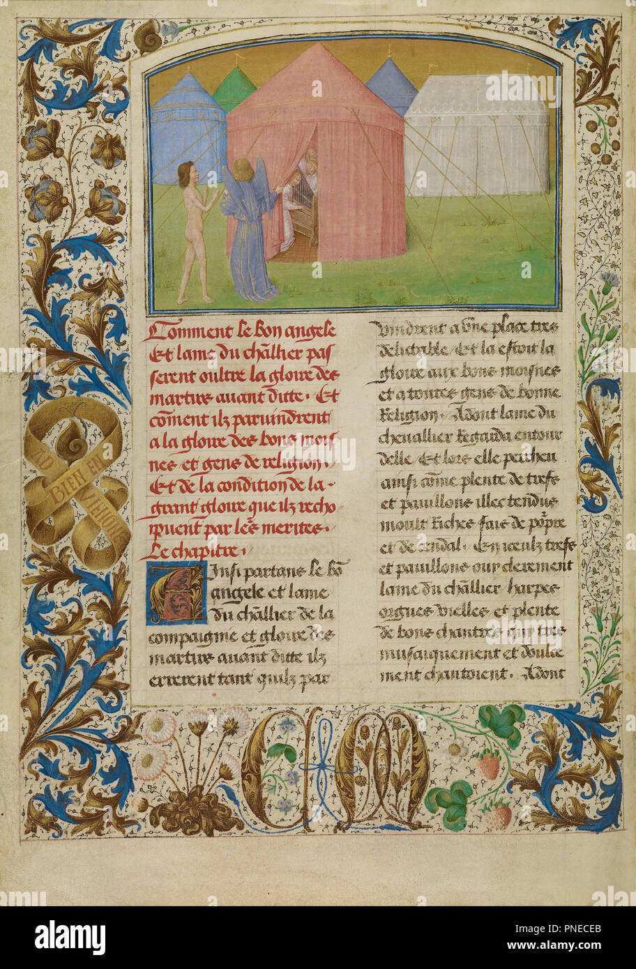 La gloire de bons moines et nonnes. Date/période : 1475. Folio. Température de couleurs, feuille d'or, d'or, peinture et encre sur parchemin. Hauteur : 363 mm (14.29 in) ; Largeur : 262 mm (10.31 in). Auteur : Simon Marmion. Banque D'Images