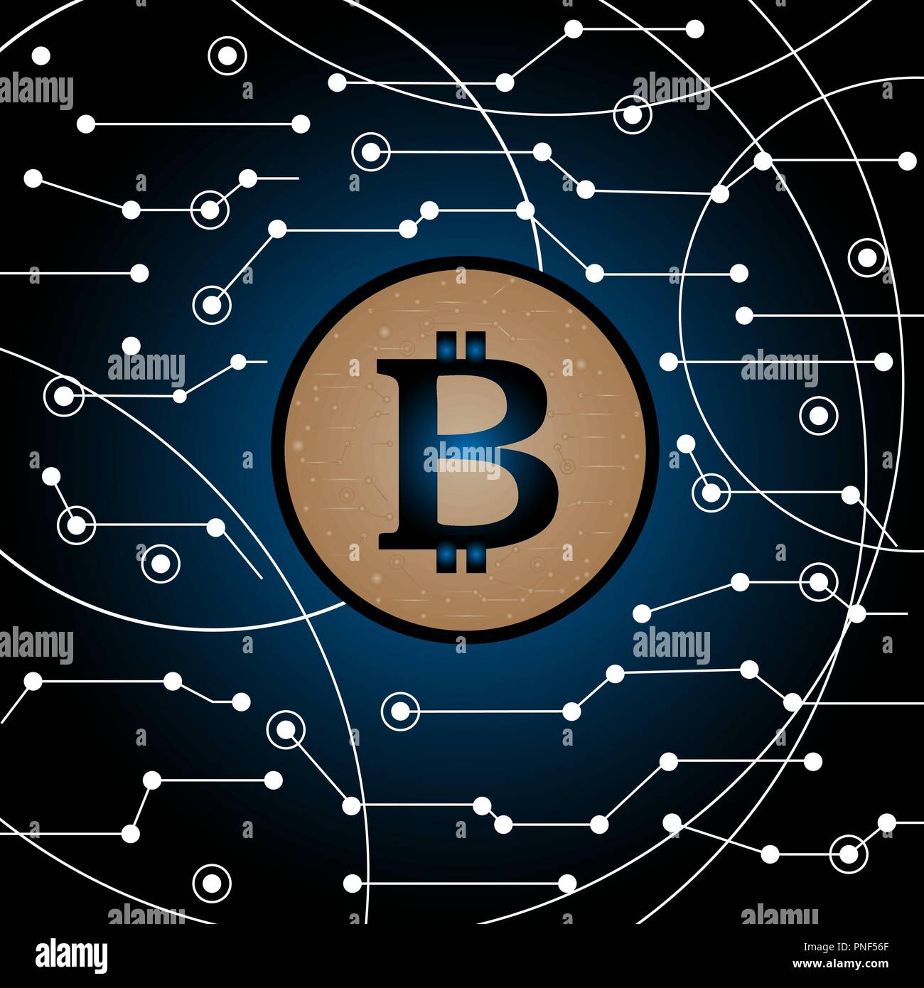 Bitcoin dans l'air. Lignes et points La technologie de l'arrière-plan. Vector illustration Illustration de Vecteur