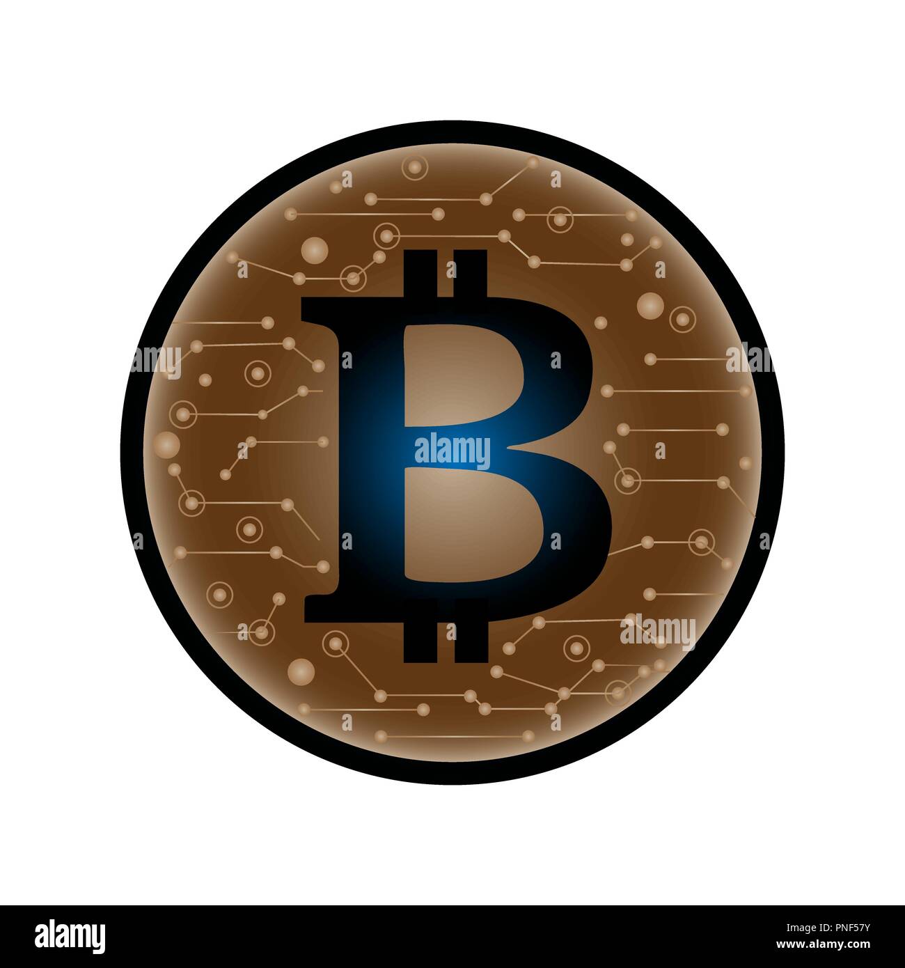 Coin avec signe bitcoin. Argent et finances Cryptocurrency symbole. Vector illustration isolé sur fond blanc. Service de cryptographie Illustration de Vecteur