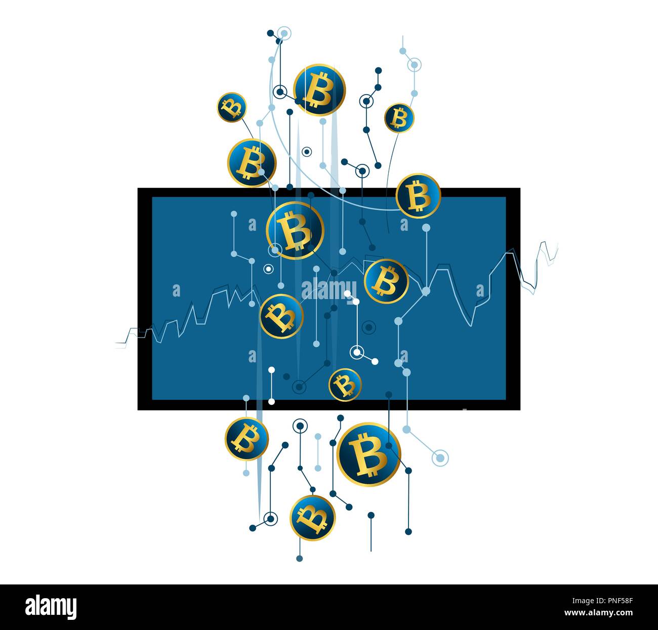 Portefeuille Bitcoin cryptocurrency sur un écran virtuel, financiers, de la technologie digital concept bancaire Illustration de Vecteur
