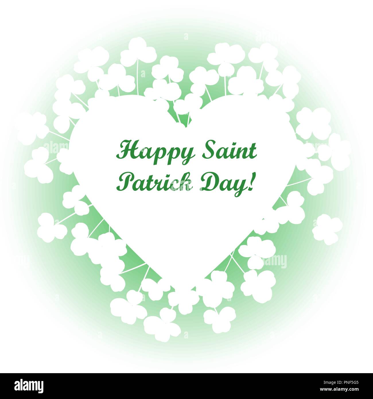 Saint Patricks Day vector background, forme de coeur cadre avec feuilles shamrock réaliste Illustration de Vecteur