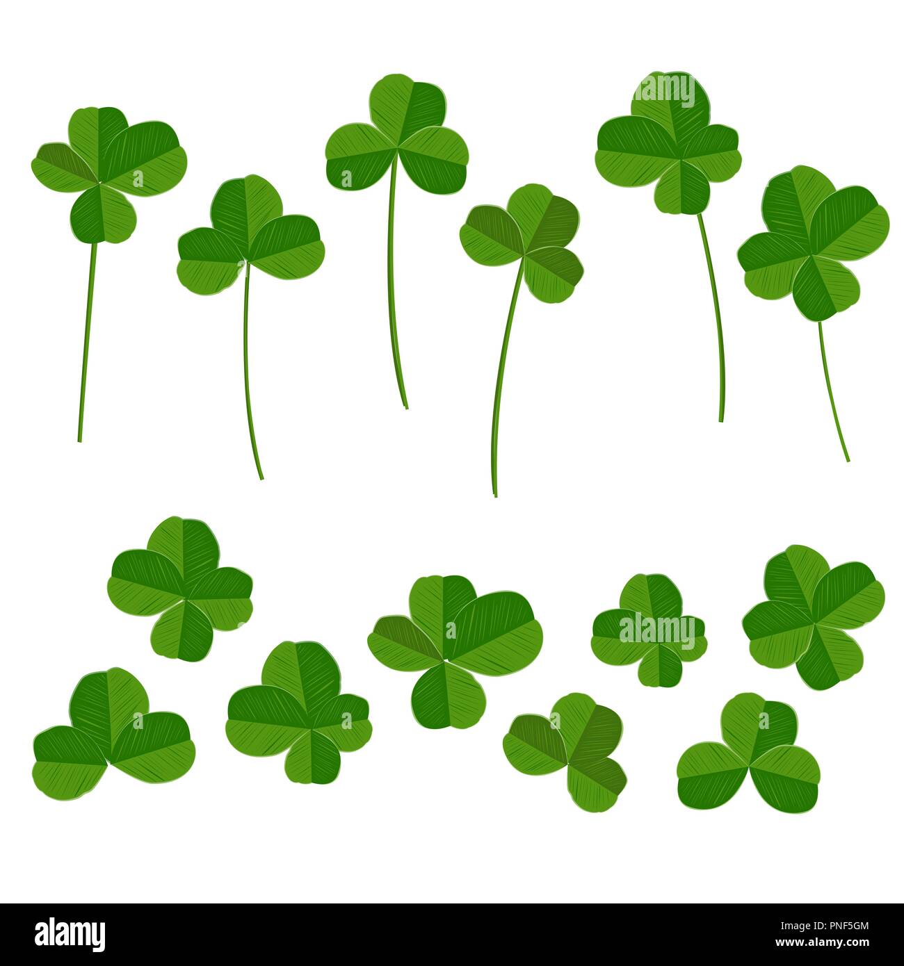 Les feuilles de trèfle, quarterfoil collecte et le trèfle, avec et sans l'un. Vector illustration set. Patricks Day élément design. Illustration de Vecteur