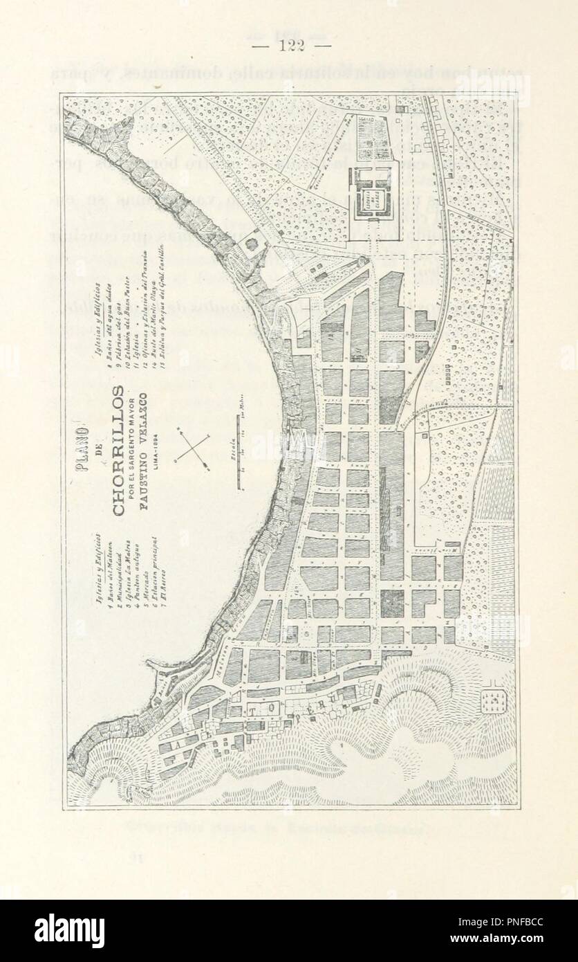 Libre à partir de la page 152 de 'La Linea de Chorrillos. Descripcion de los tres principales balnearios marítimos que rodean á Lima, etc' . Banque D'Images