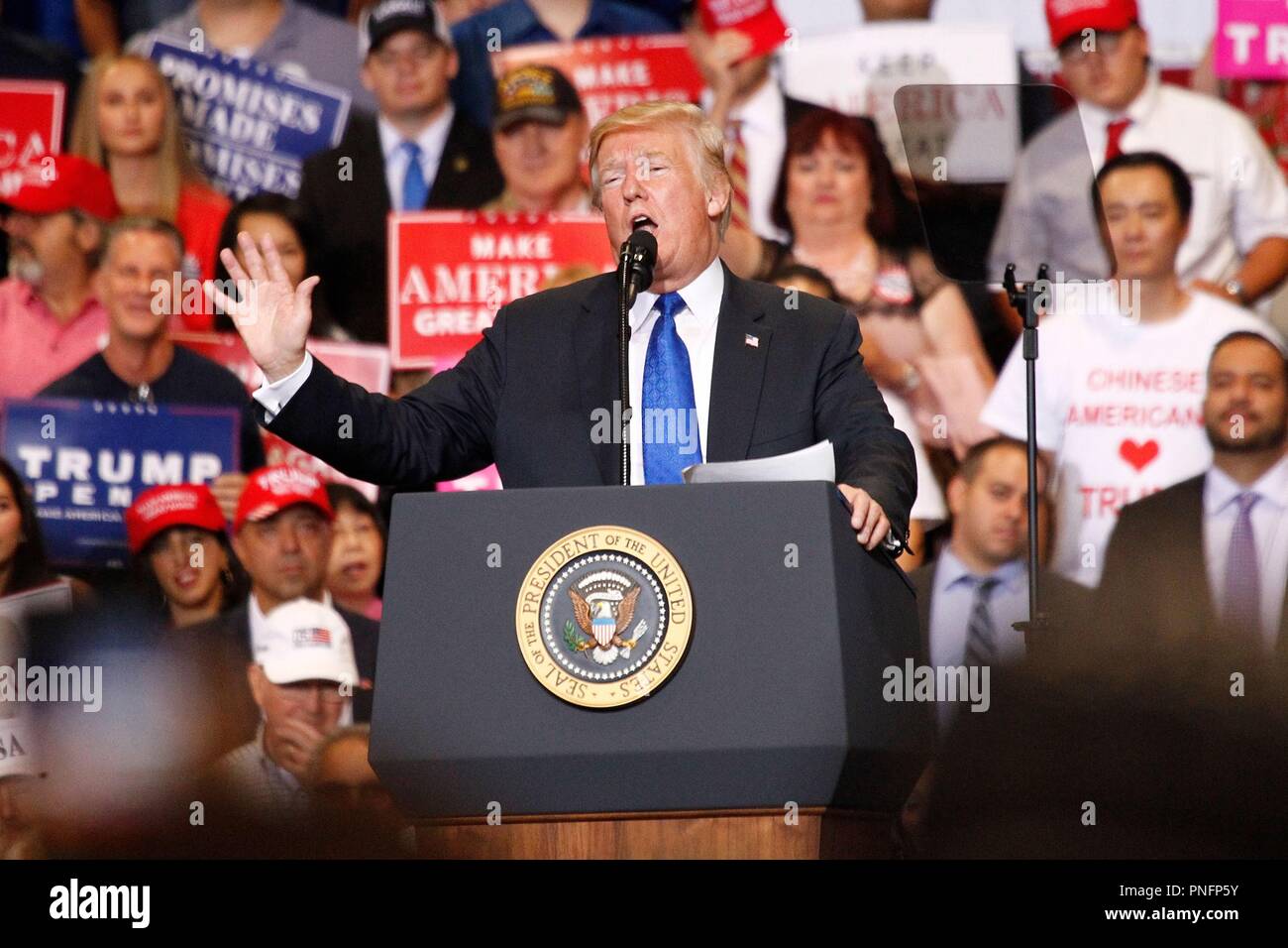 Donald Trump lors d'une apparition publique pour le Président Donald Trump Faire Nord Grand Rallye encore une fois, Las Vegas Convention Center, Las Vegas, NV le 20 septembre 2018. Photo par : JA/Everett Collection Banque D'Images