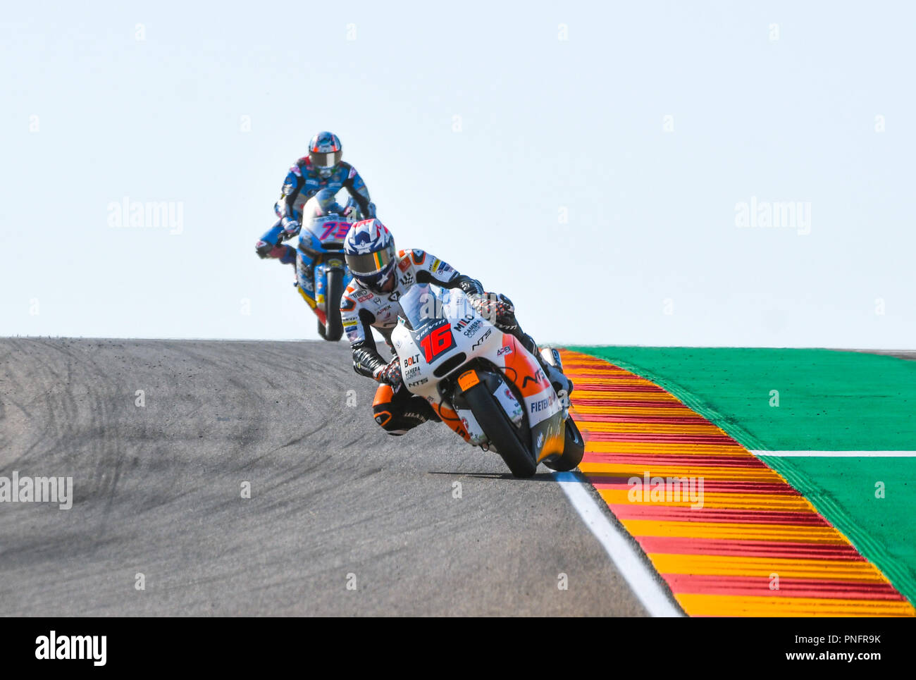 Alcaniz Espagne 21 Sep 18 Joe Roberts 16 Des Etats Unis Et Nts Rw Racing Gp Et Alex Marquez 73 De L Espagne Et De L Eg 0 0 Marc Vds Durant La Moto 2 Essais