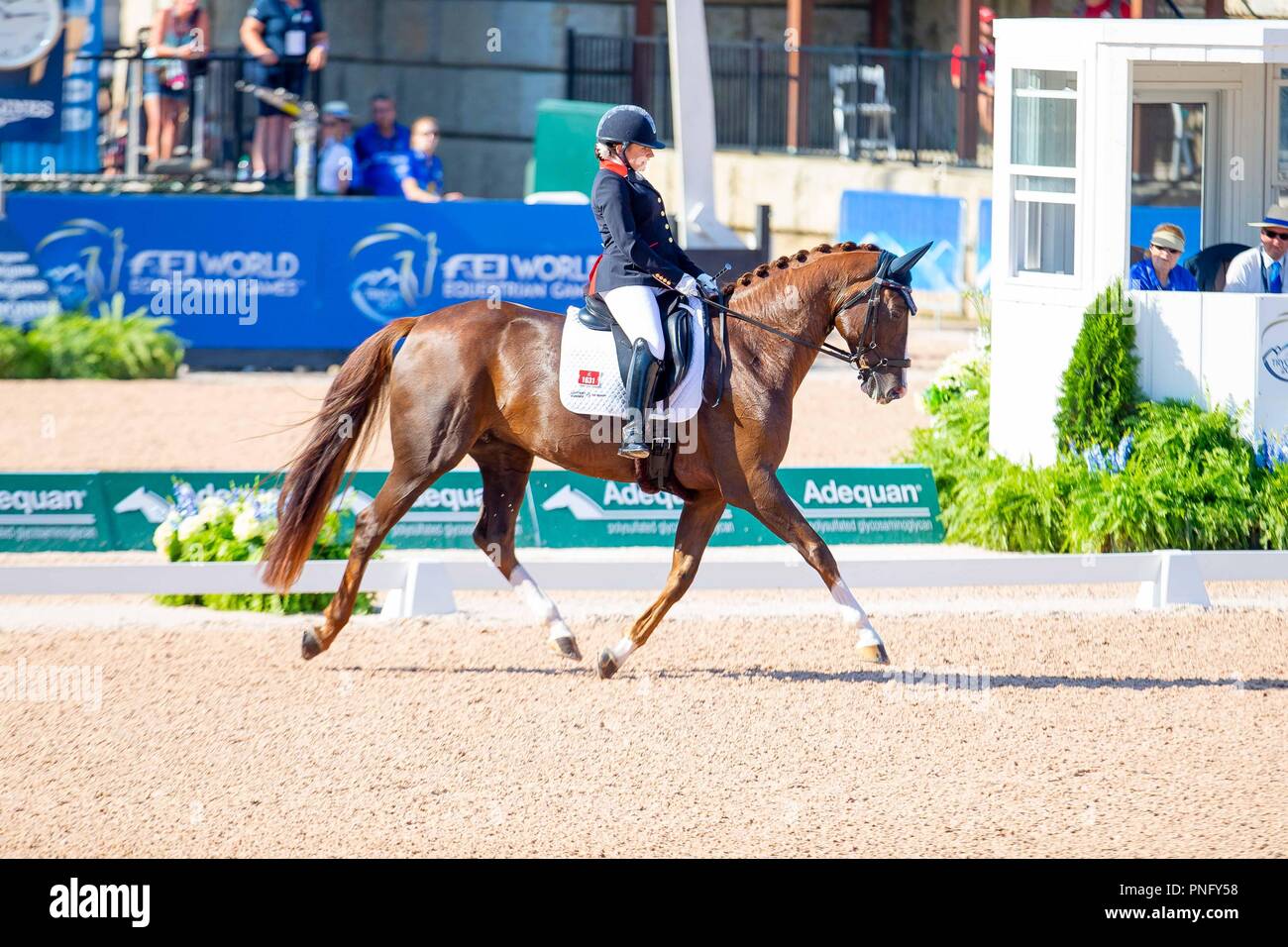 Gagnant. La première place. Natasha Baker équitation Mont St Jean Diva Dannebrog. GBR. Test de l'équipe de la vie de qualité.Para Dressage. Jour 10. Les Jeux équestres mondiaux. WEG 2018 Tryon. La Caroline du Nord. USA. 21/09/2018. Banque D'Images