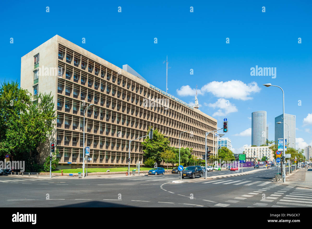 Israël, Tel Aviv - 08 septembre 2018 : Organisation Sioniste Mondiale Bâtiment conçu par Arieh Sharon et Benjamin Idelson, Kaplan Street Banque D'Images