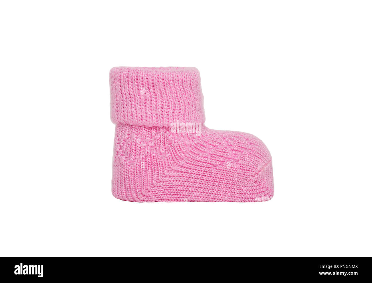 Chaussettes bébé en tricot rose pour les filles. Close-up. Banque D'Images