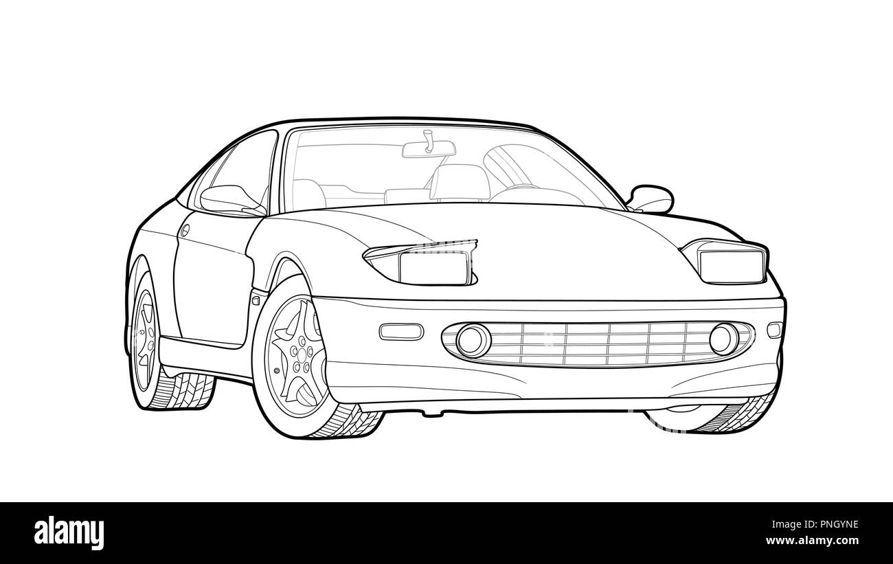 Dessiner un vecteur de télévision sport car avec des lignes noires. Illustration de Vecteur