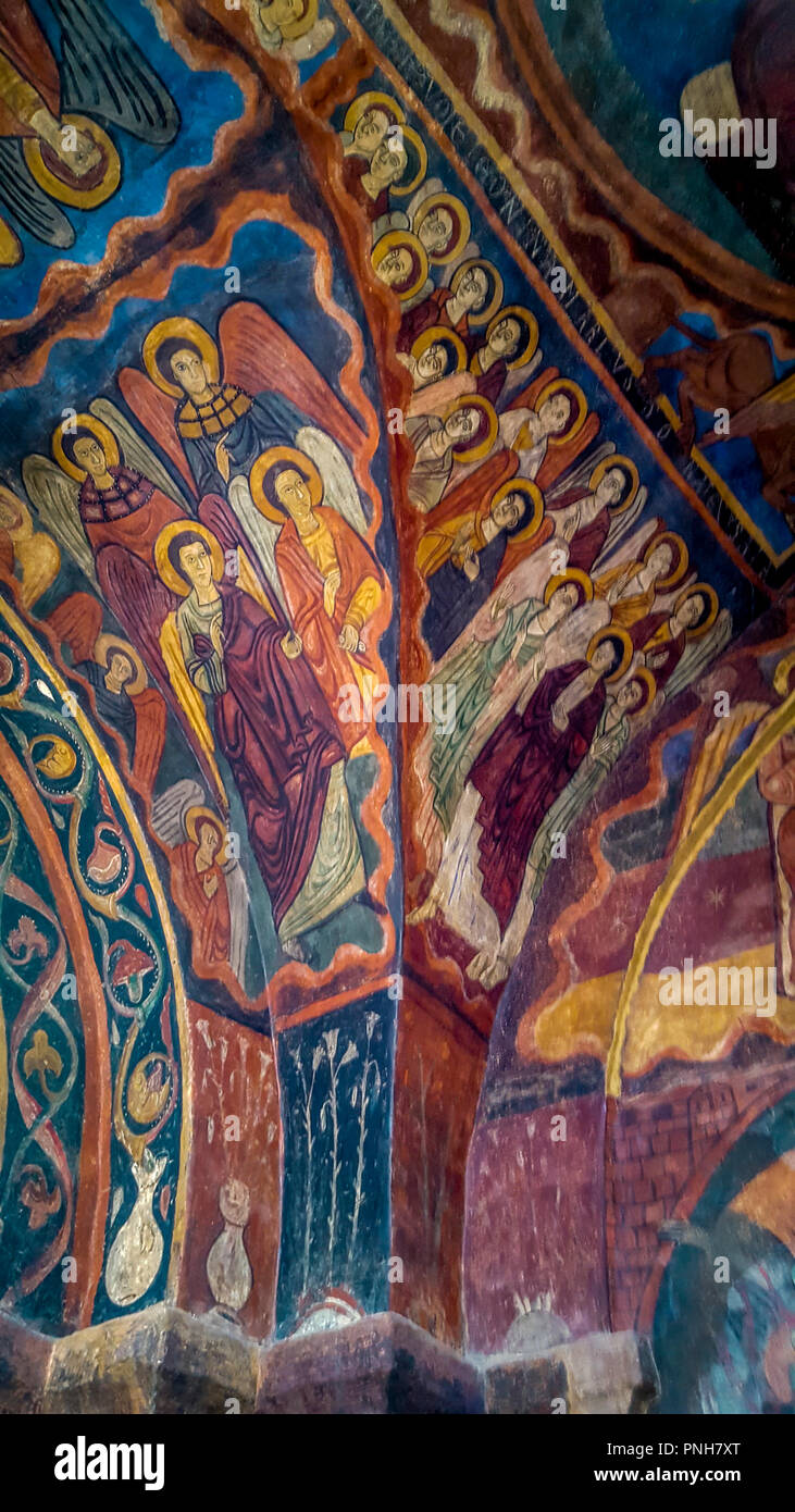 Fresque polychrome de la Basilique Saint Julien, Brioude, Haute Loire, Auvergne, France Banque D'Images