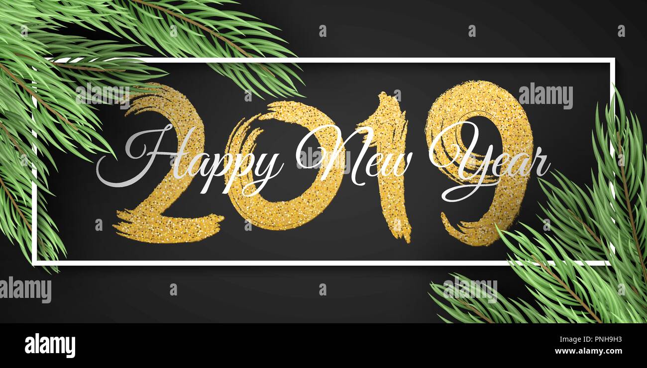 Bonne Annee 2019 Cadre Blanc Arbre De Noel Banniere Pour Votre