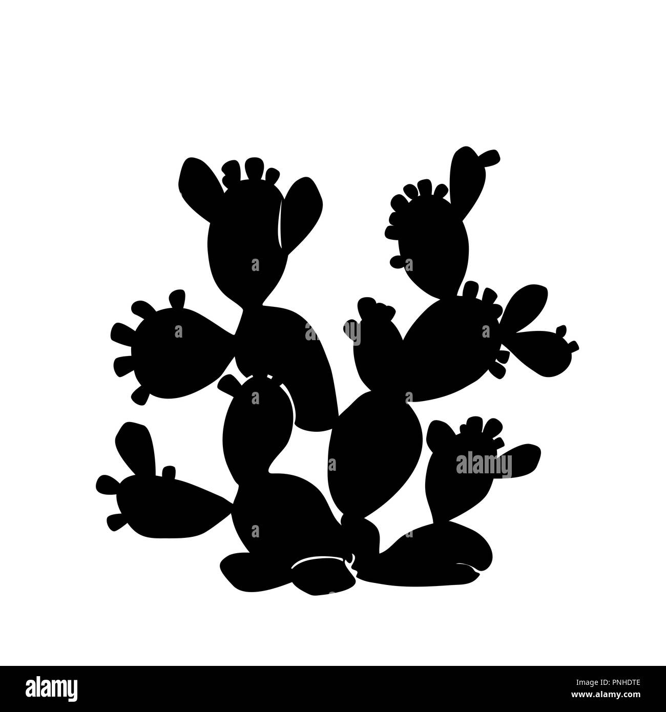 Oponce de l'icône dans le style noir isolé sur fond blanc. Opuntia ficus indica, silhouette aux fruits mûrs. Pays Mexique, vecteur symbole Illustration de Vecteur