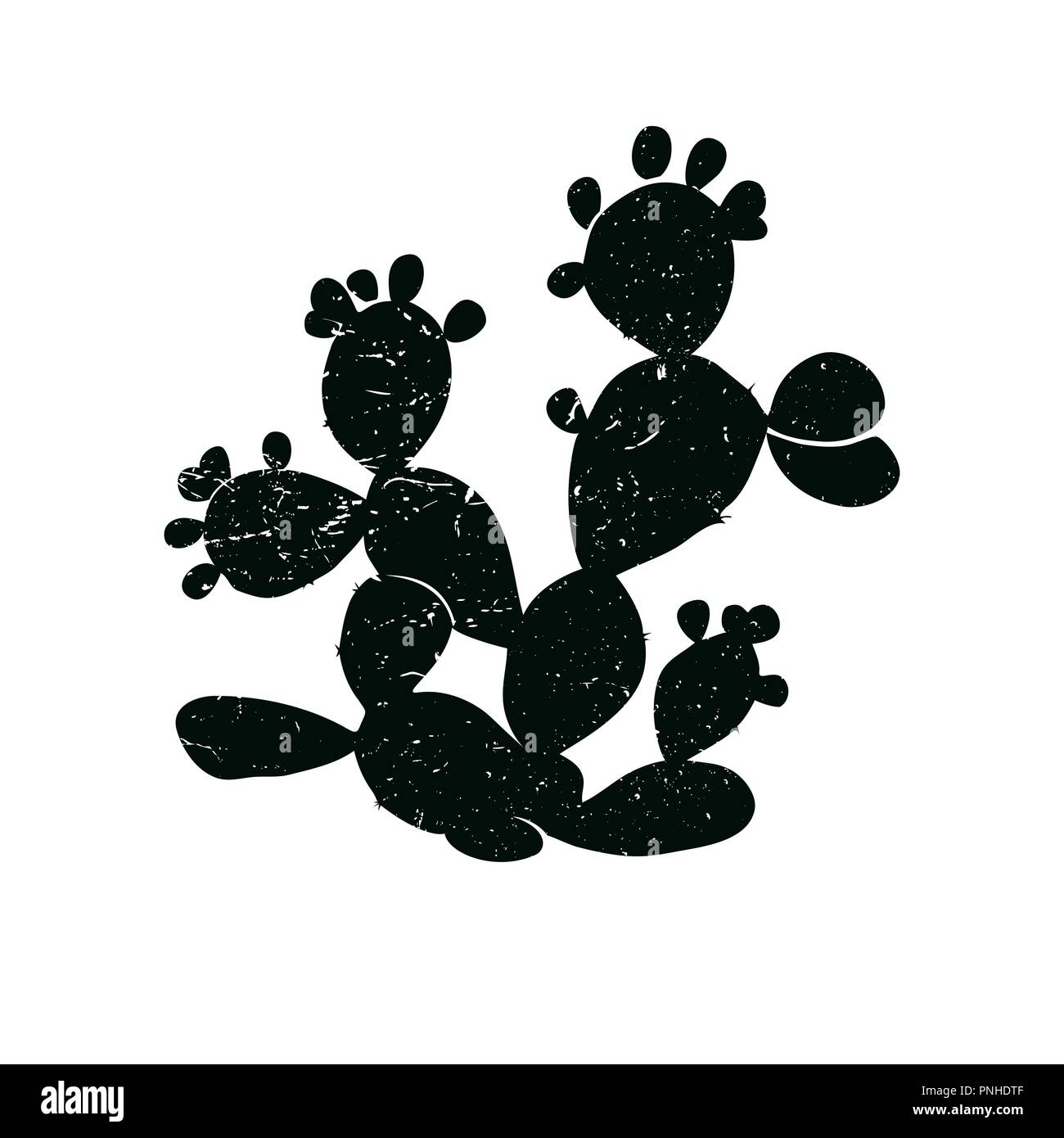 Oponce de l'icône de style grange noir isolé sur fond blanc. Opuntia ficus indica, silhouette aux fruits mûrs. Le Mexique, symbole du pays Illustration de Vecteur