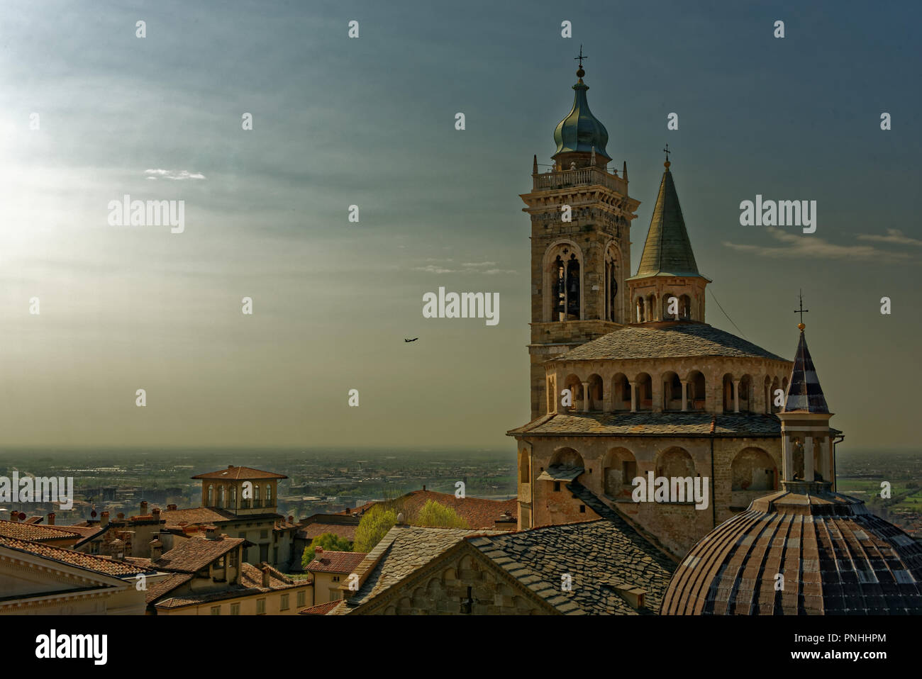 Vue sur la Basilique de Santa Maria Maggiore à Bergame, Italie Banque D'Images