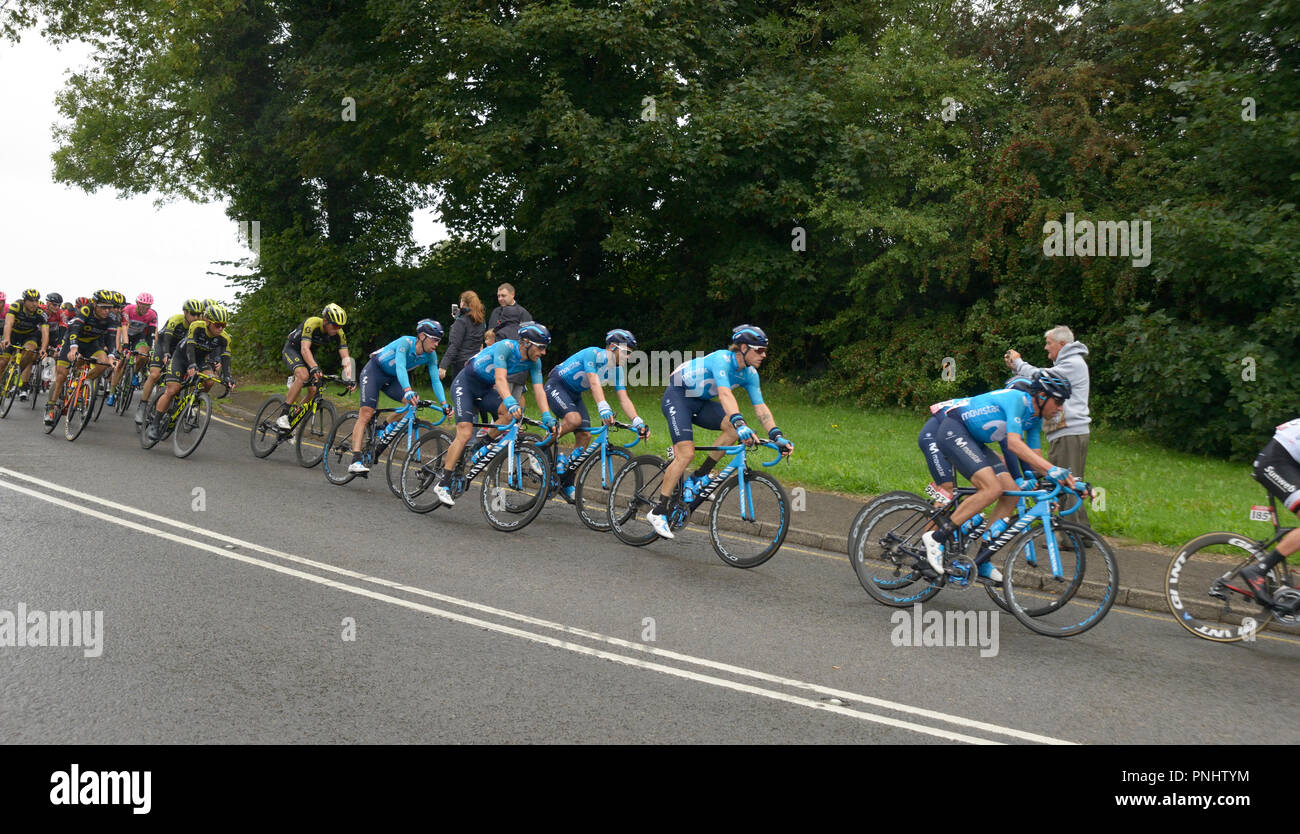 Les cyclistes en 'Tour de Bretagne' à Watnall, près de Nottingham. Movie Star de l'équipe. Banque D'Images