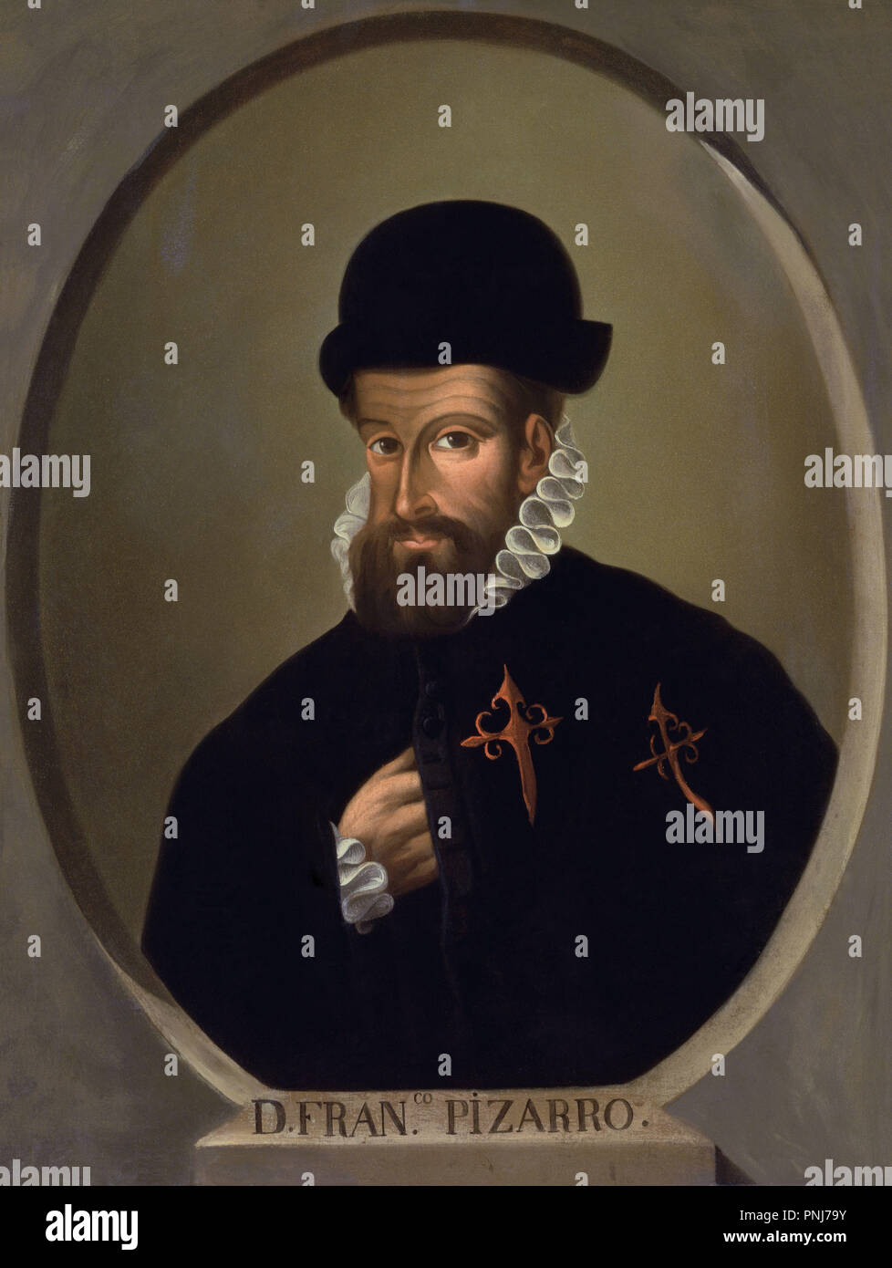 Portrait de Francisco Pizarro (1476-1541), conquistador espagnol du Pérou.. Séville, Archivo General de Indias. Auteur : anonyme. Emplacement : Archivo de Indias. Sevilla. Séville. L'ESPAGNE. Banque D'Images