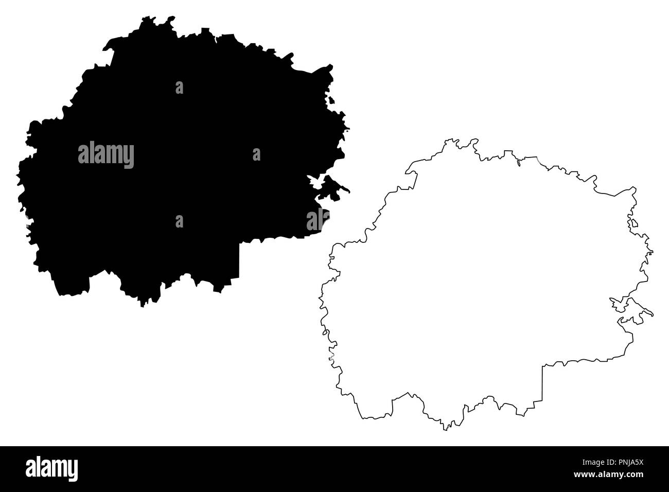 Oblast de Riazan (Russie, Sujets de la Fédération de Russie, les oblasts de Russie) map vector illustration, croquis Gribouillage à l'oblast de Riazan site Illustration de Vecteur