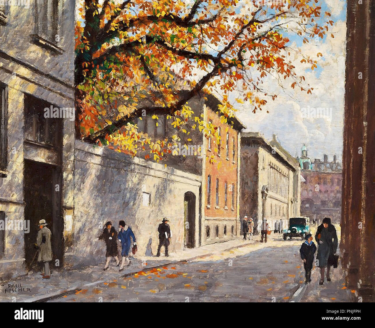 Paul Gustave Fischer - Jour de l'automne Fiolstraede à Copenhague Banque D'Images