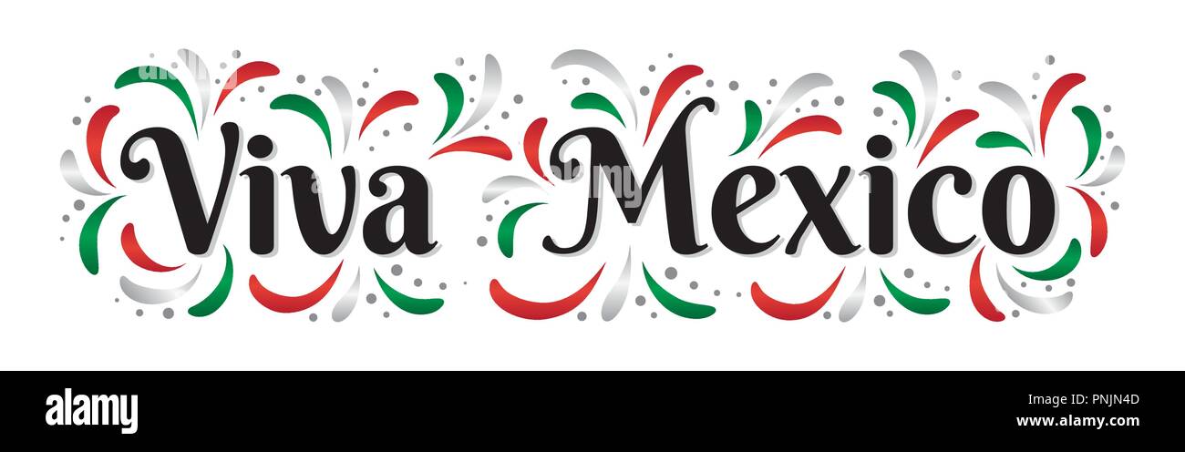 Viva Mexico lettrage phrase vacances traditionnel mexicain Illustration de Vecteur