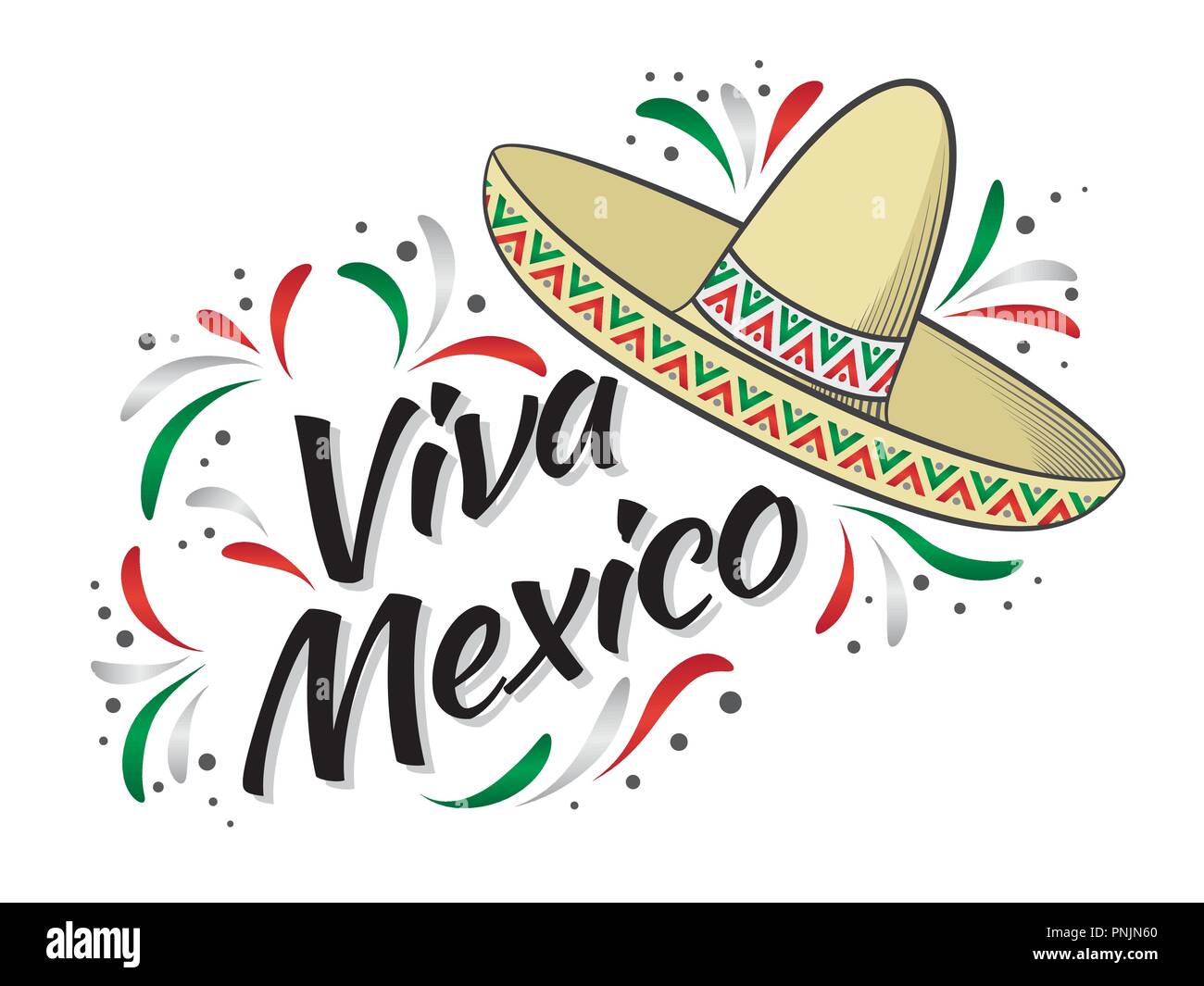 Viva Mexico lettrage phrase vacances traditionnel mexicain Illustration de Vecteur