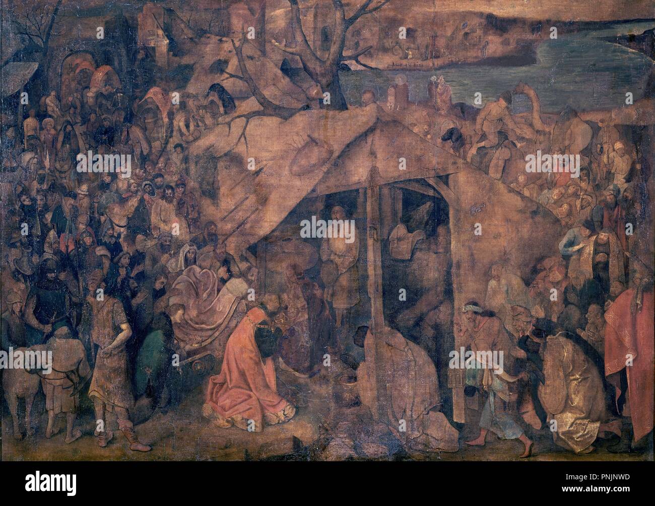 EPIFANIA - SIGLO XVI - O/g - 119x165 - NP 2470 - RENACIMIENTO FLAMENCO. Auteur :, Pieter Brueghel le Jeune. Emplacement : Museo del Prado-PINTURA. MADRID. L'ESPAGNE. Banque D'Images