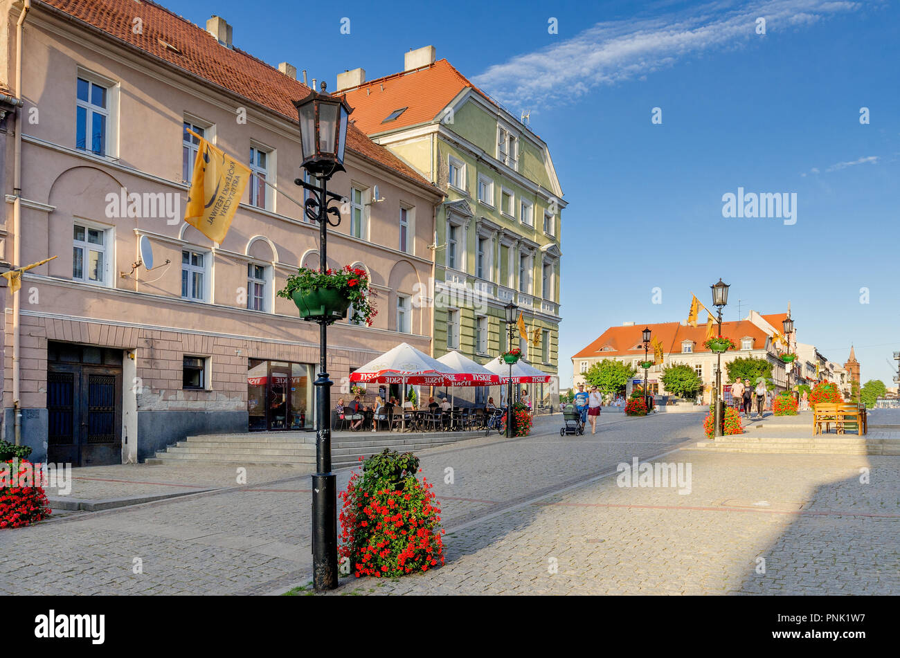 Gniezno, Pologne grande province, la Pologne. Tumska street dans le quartier de la vieille ville. Banque D'Images