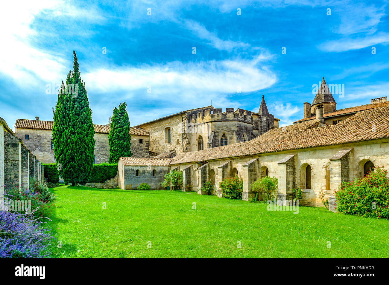 La France. Gard (30). Villeneuve-Les-Avignon. Chartreuse Notre-Dame-du-Val-de-Bénédiction. Le grand cloître, ou le cloître des morts Banque D'Images