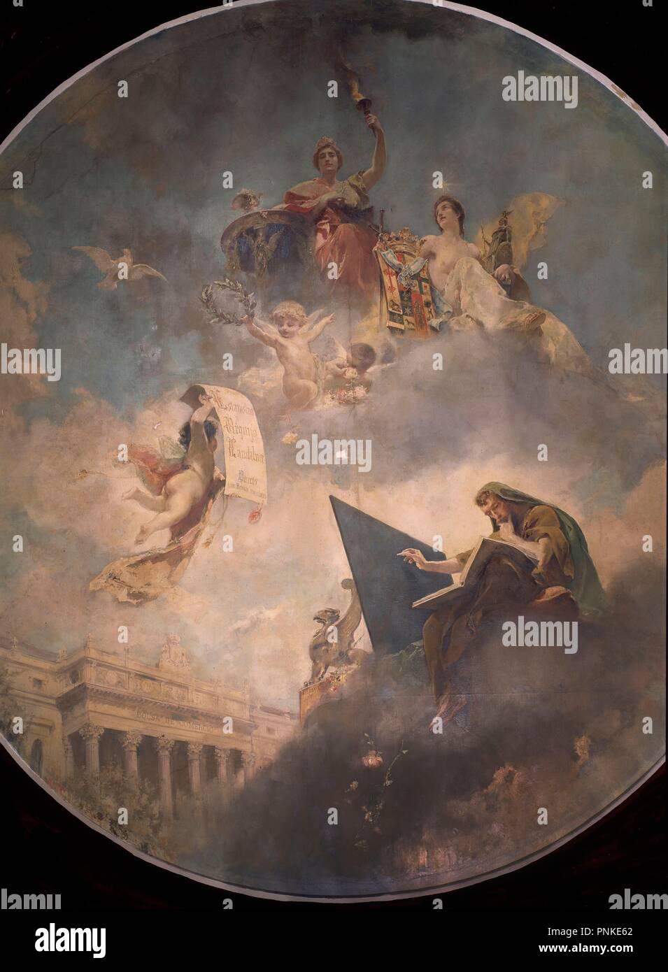 ALEGORIA DE URQUIJO - 1901 - O/g - 400x387 cm. Auteur : FERRANT Y FISCHERMANS, ALEJANDRO. Emplacement : FUNDACION Santander Central Hispano. MADRID. L'ESPAGNE. Banque D'Images