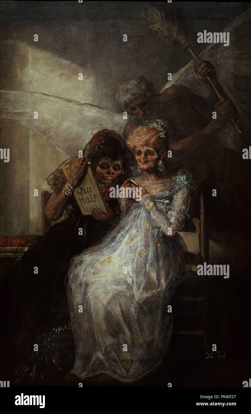 Moment de la Vieille Femme - 1810/12 - 181x125 cm - Huile sur toile. Auteur : GOYA, FRANCISCO DE. Lieu : Musée. LILLE. La France. Banque D'Images