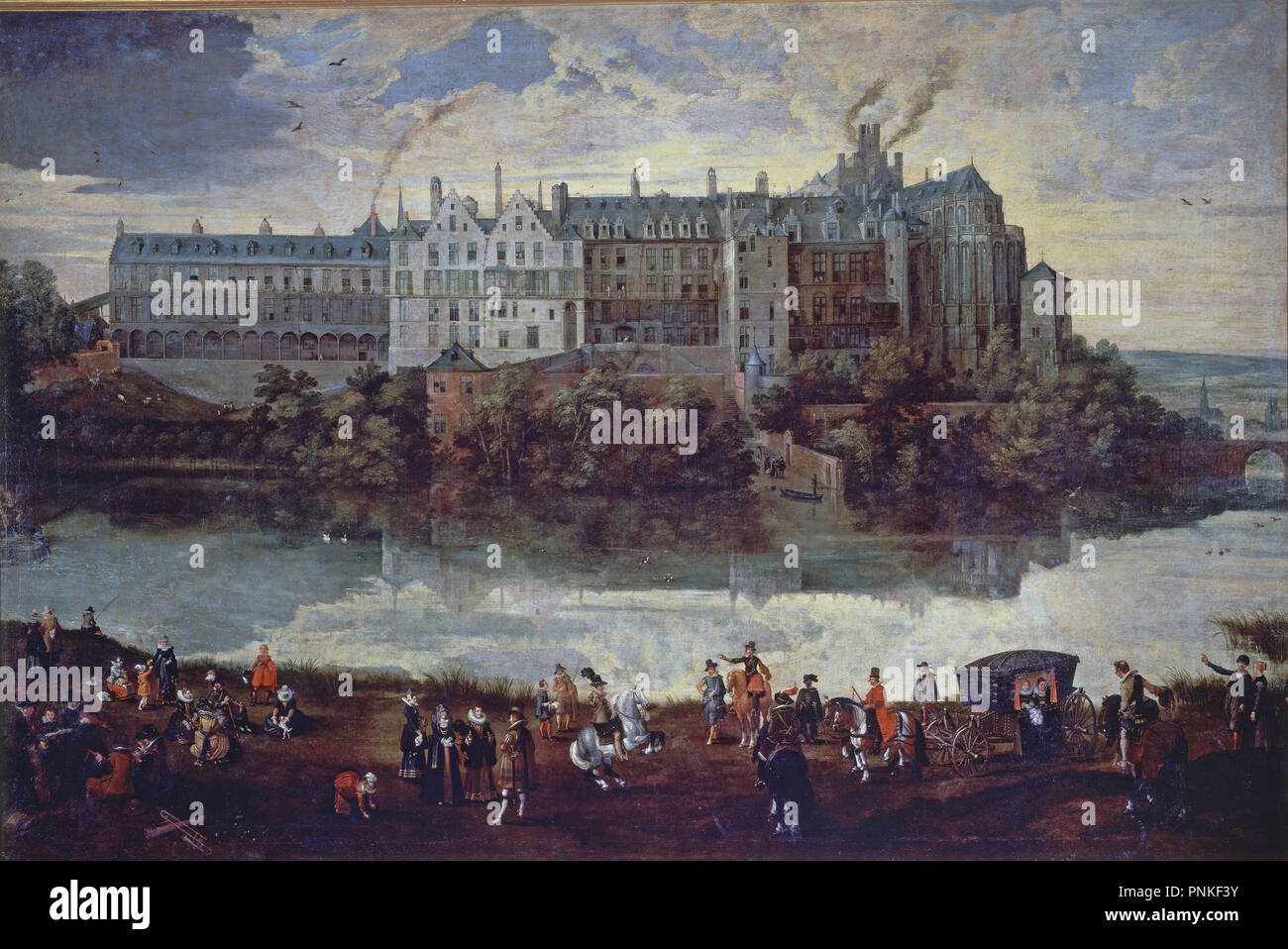 EL PALACIO REAL DE BRUSELAS - HACIA 1627 - OLEO/LIENZO - 168x257 cm - NP 1857 - BARROCO FLAMENCO. Auteur :, Pieter Brueghel le Jeune. Emplacement : Museo del Prado-PINTURA. MADRID. L'ESPAGNE. Banque D'Images