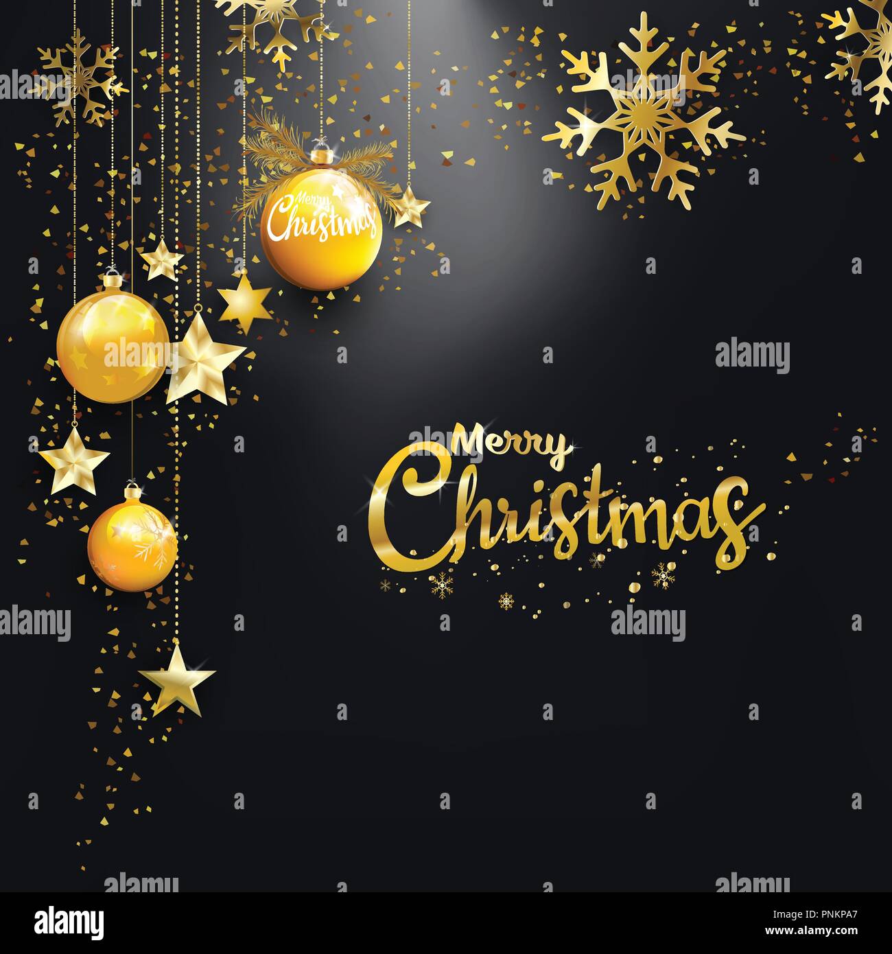 Joyeux Noël Et Bonne Année Or Boules De Noël Avec étoiles
