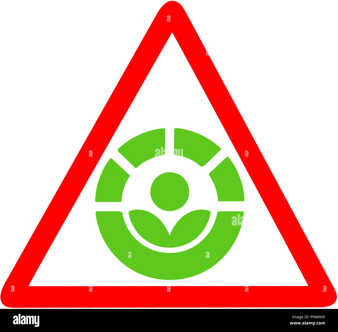 Le processus d'avertissement de Radura disenfection alimentaire circulaire rouge panneau routier. Le symbole international des aliments irradiés ou l'icône isolé Banque D'Images