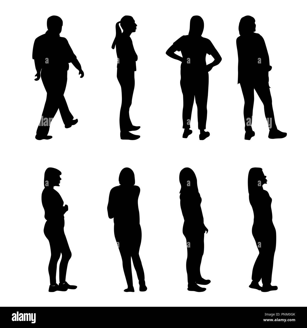 Ensemble de balades Silhouette noir et blanc et les enfants. Vector Illustration Illustration de Vecteur