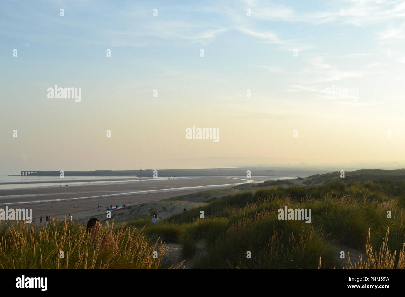 Camber Sands, carrossage, près de Rye, East Sussex, Angleterre, Royaume-Uni, la fin de l'été, la fin de l'après-midi Banque D'Images