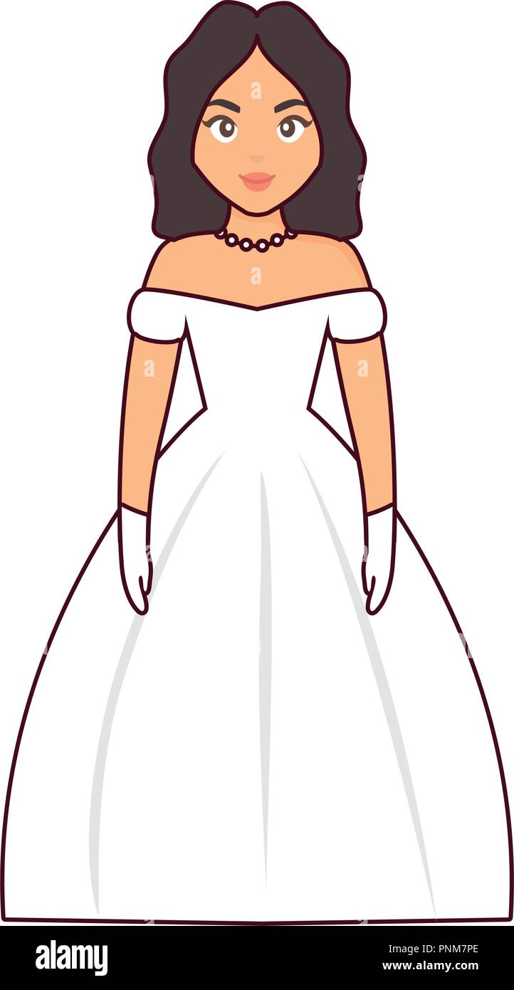 Cartoon mariée robe de mariage portant sur fond blanc, vector illustration Illustration de Vecteur