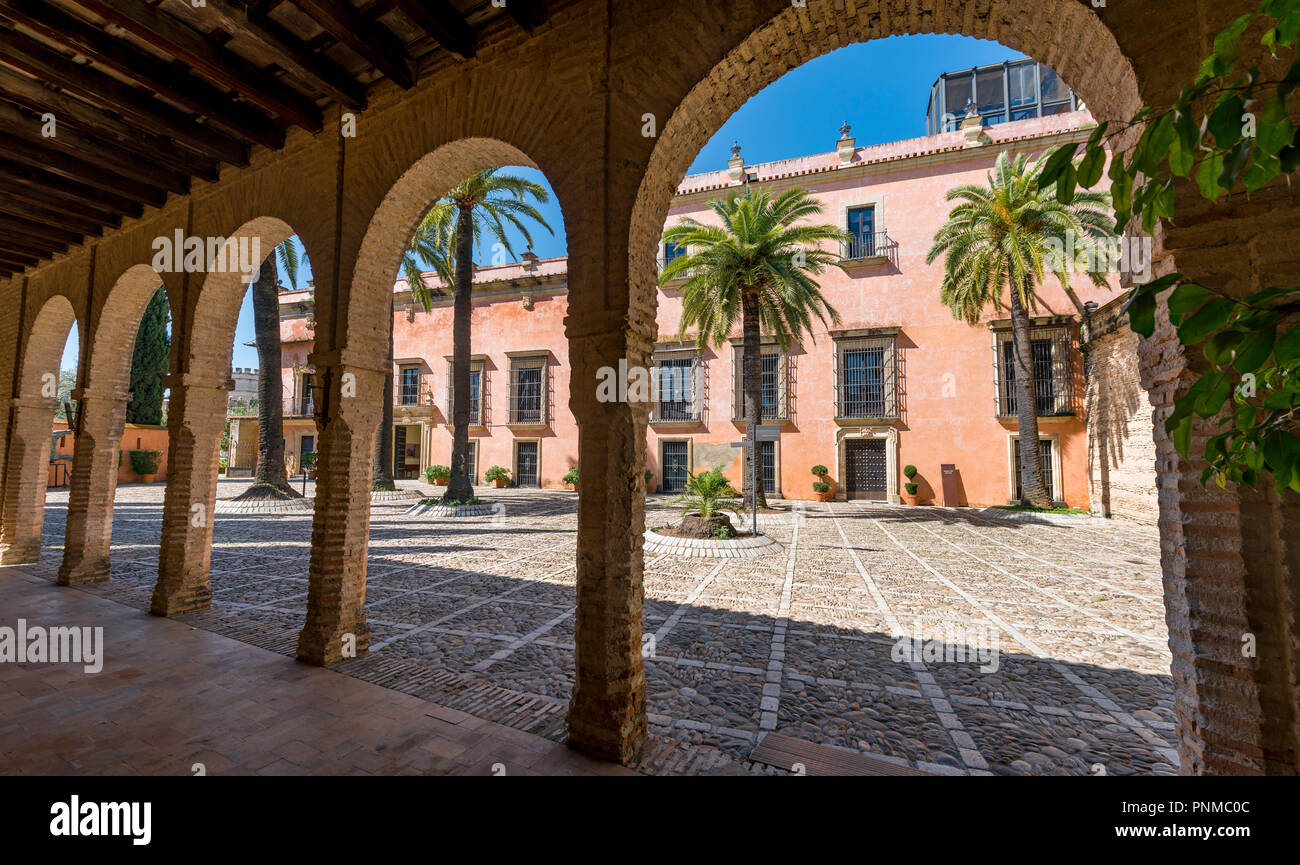 Cour intérieure, de l'Alcazar de Jerez, forteresse maure, Jerez de la Frontera, Cadiz Province, Andalusia, Spain Banque D'Images