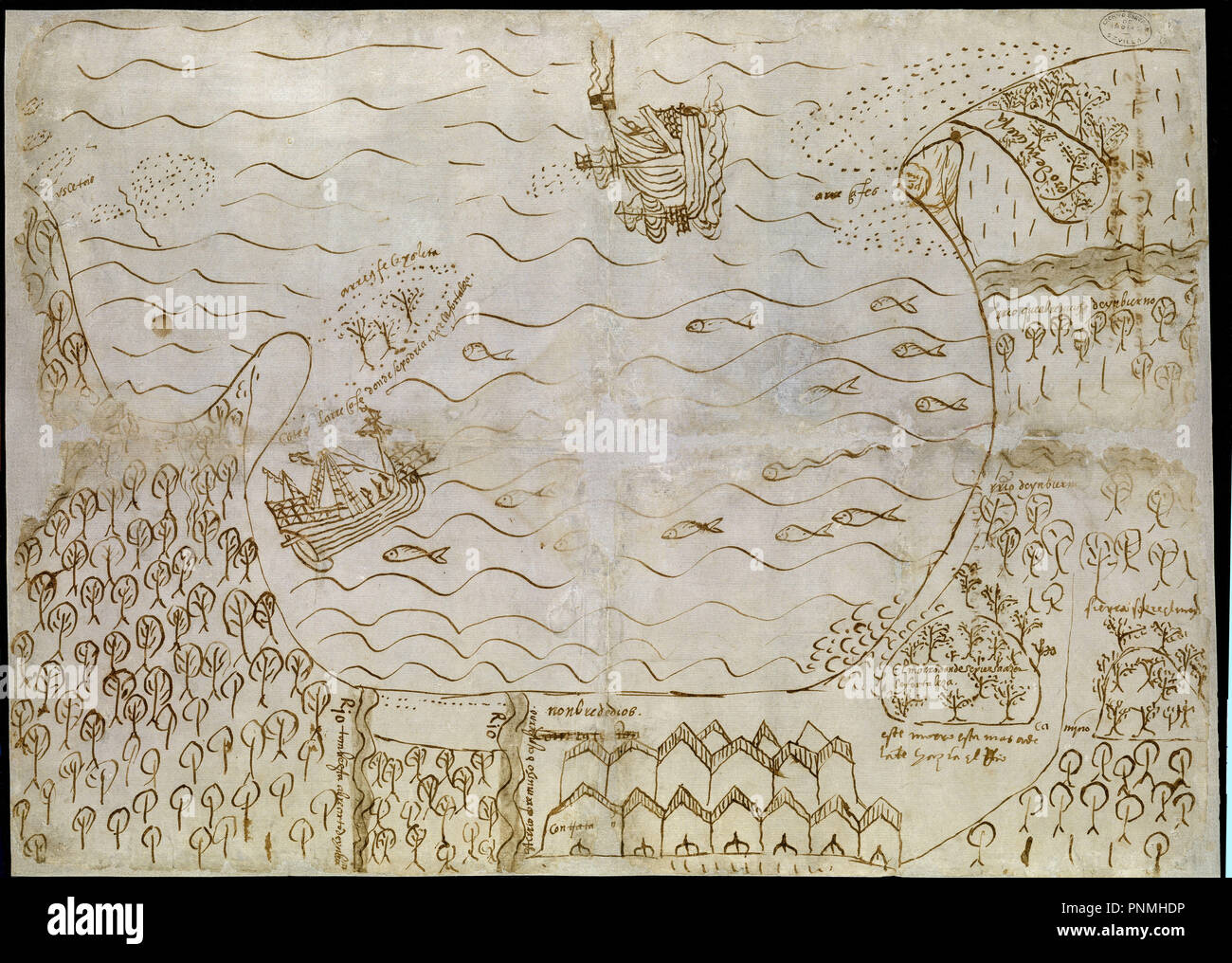 MAPA-NOMBRE DE DIOS EN 1541- SIGLO XVI HISPANOAMERICA. Emplacement : Archivo de Indias. Sevilla. Séville. L'ESPAGNE. Banque D'Images