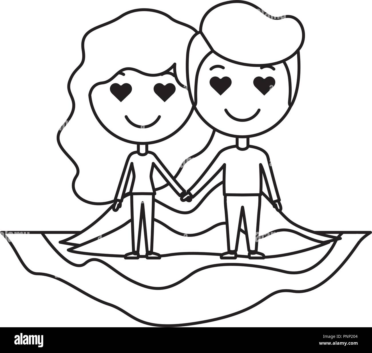 Les amateurs de dessin animé sur deux ou trois personnages kawaii sur le terrain Illustration de Vecteur