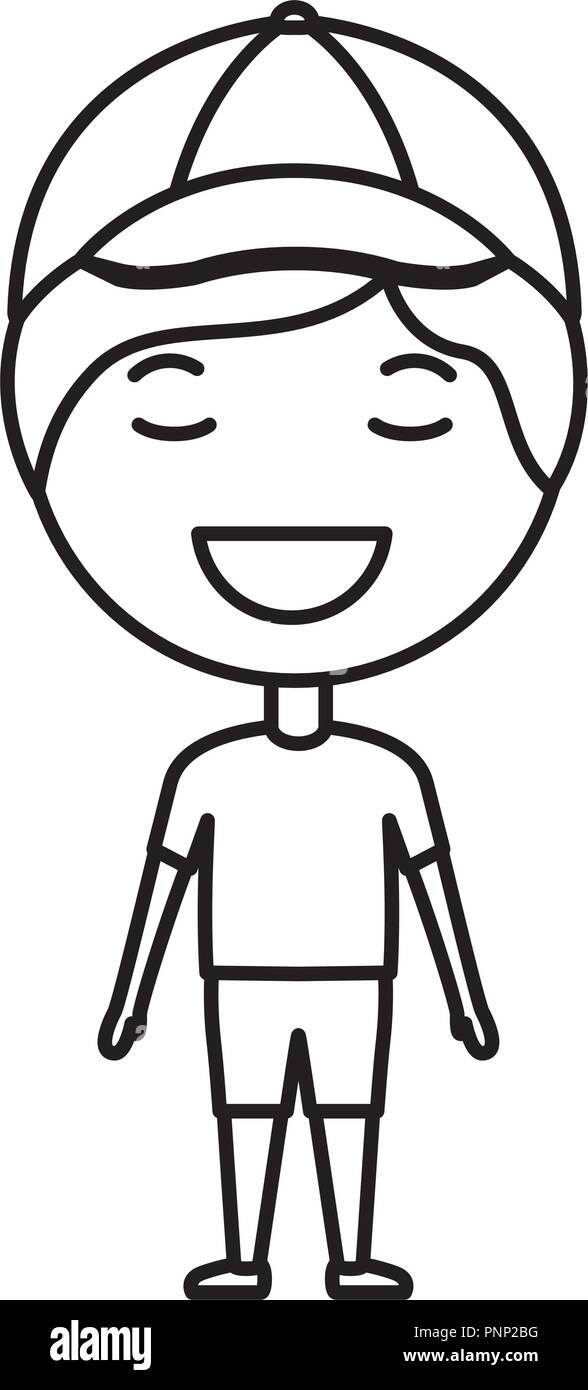 Cartoon homme heureux caractère kawaii Image Vectorielle Stock - Alamy