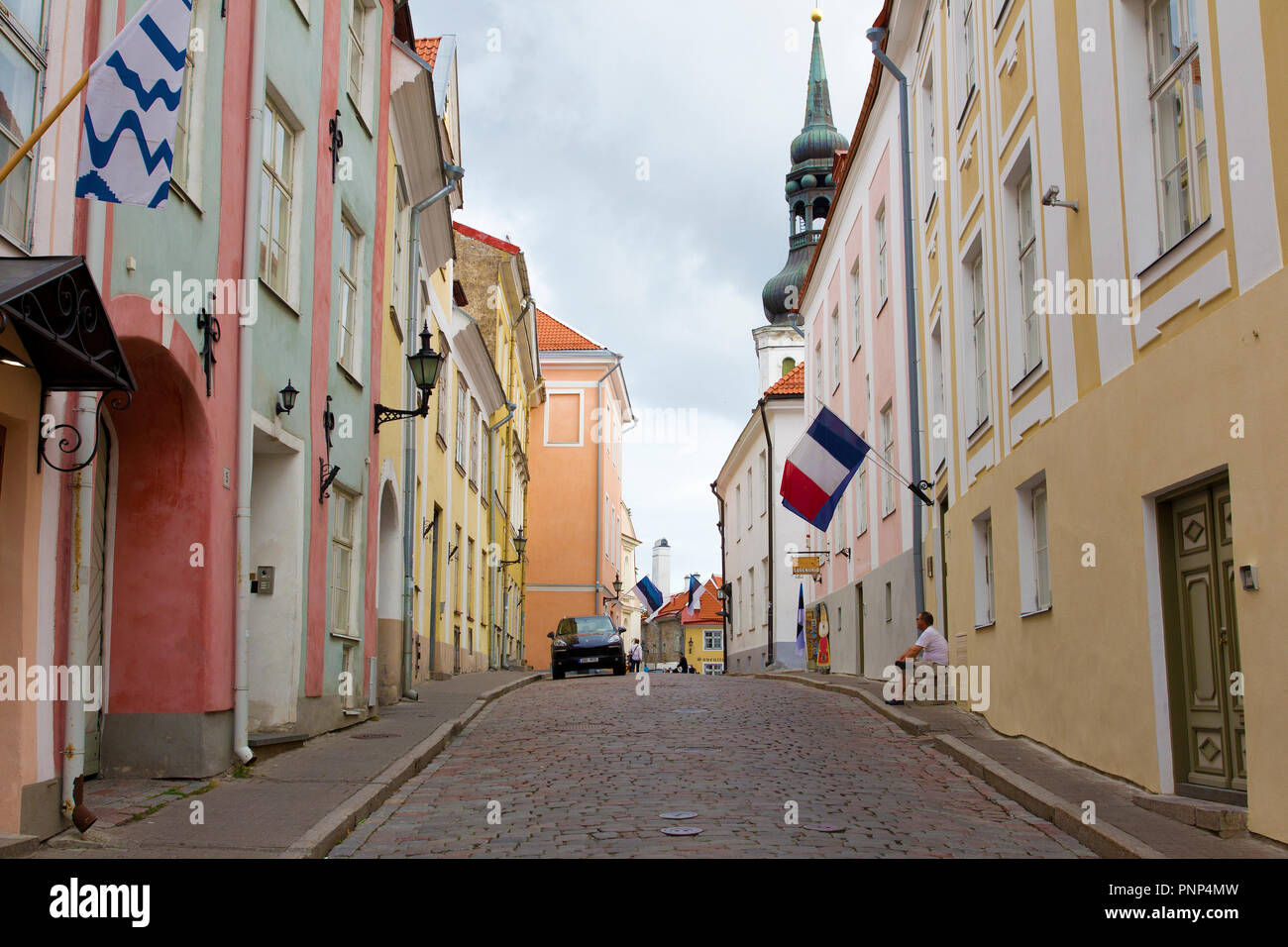 Rue Pavée de Tallinn Estonie Banque D'Images