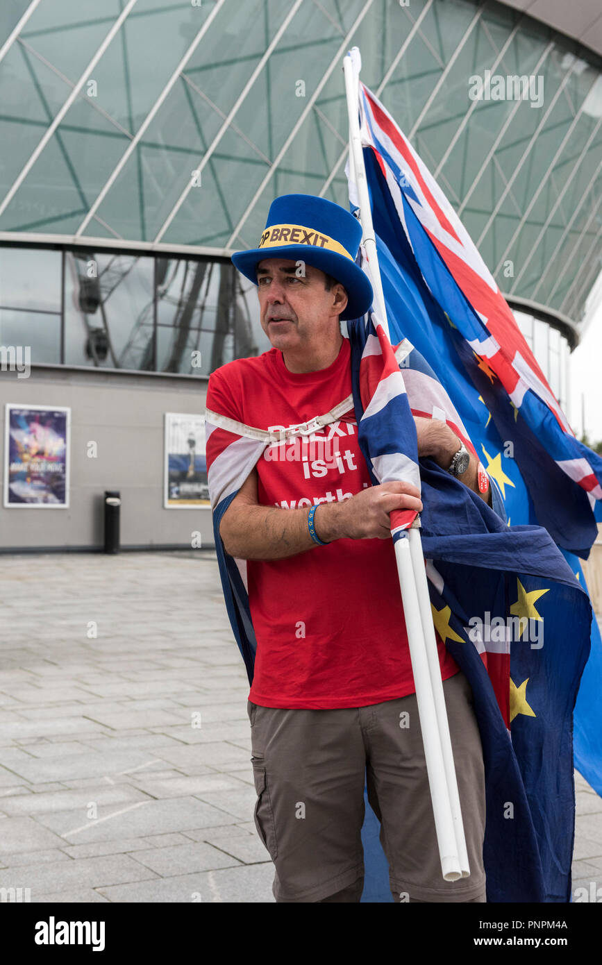 Liverpool, UK, 22 septembre 2018 Congrès du Parti travailliste, à l'extérieur. Arrêter Brexit sympathisant. Credit : Rena Pearl/Alamy Live News Banque D'Images