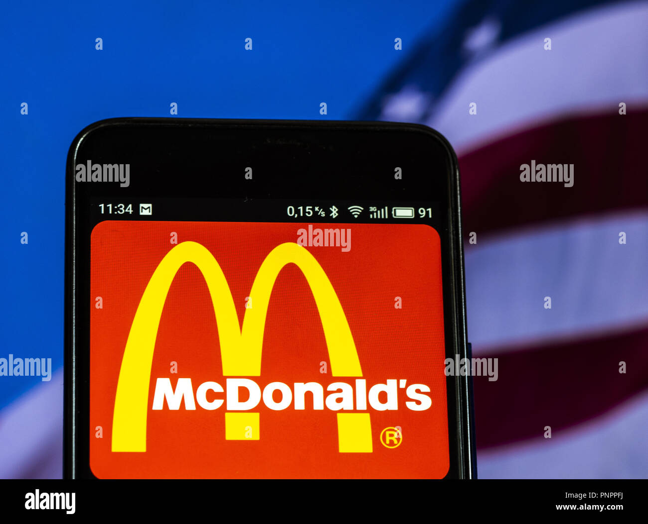 16 septembre 2018 - Kiev, Ukraine - McDonald's logo vu affichée sur smart phone (crédit Image : © Igor Golovniov/SOPA des images à l'aide de Zuma sur le fil) Banque D'Images