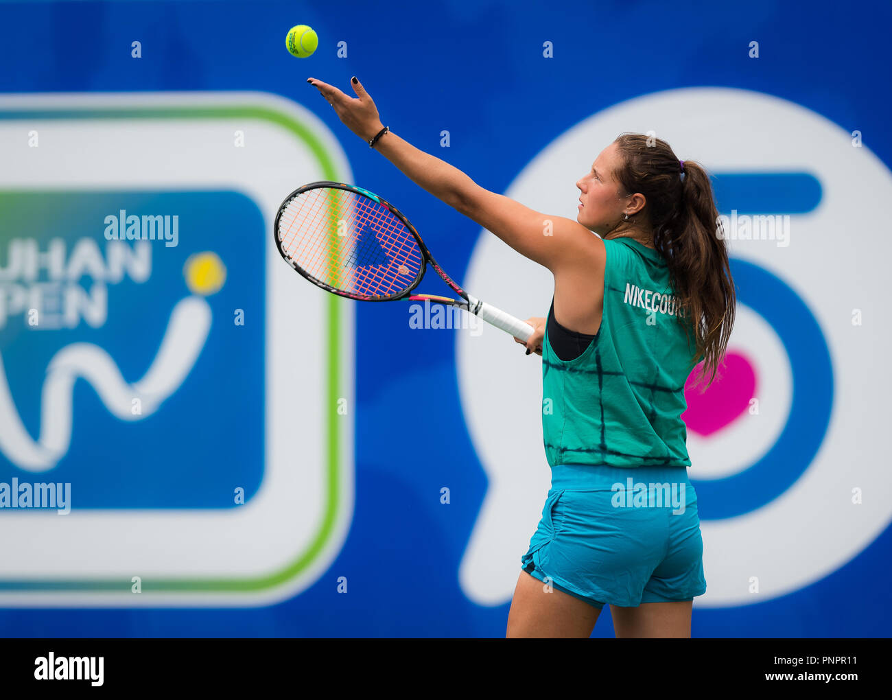 22 septembre 2018 - Daria Kasatkina pratiques de la Russie à la 2018 Dongfeng Motor Wuhan ouvrir le tournoi de tennis WTA Premier 5 (Crédit Image : © AFP7 via Zuma sur le fil) Banque D'Images