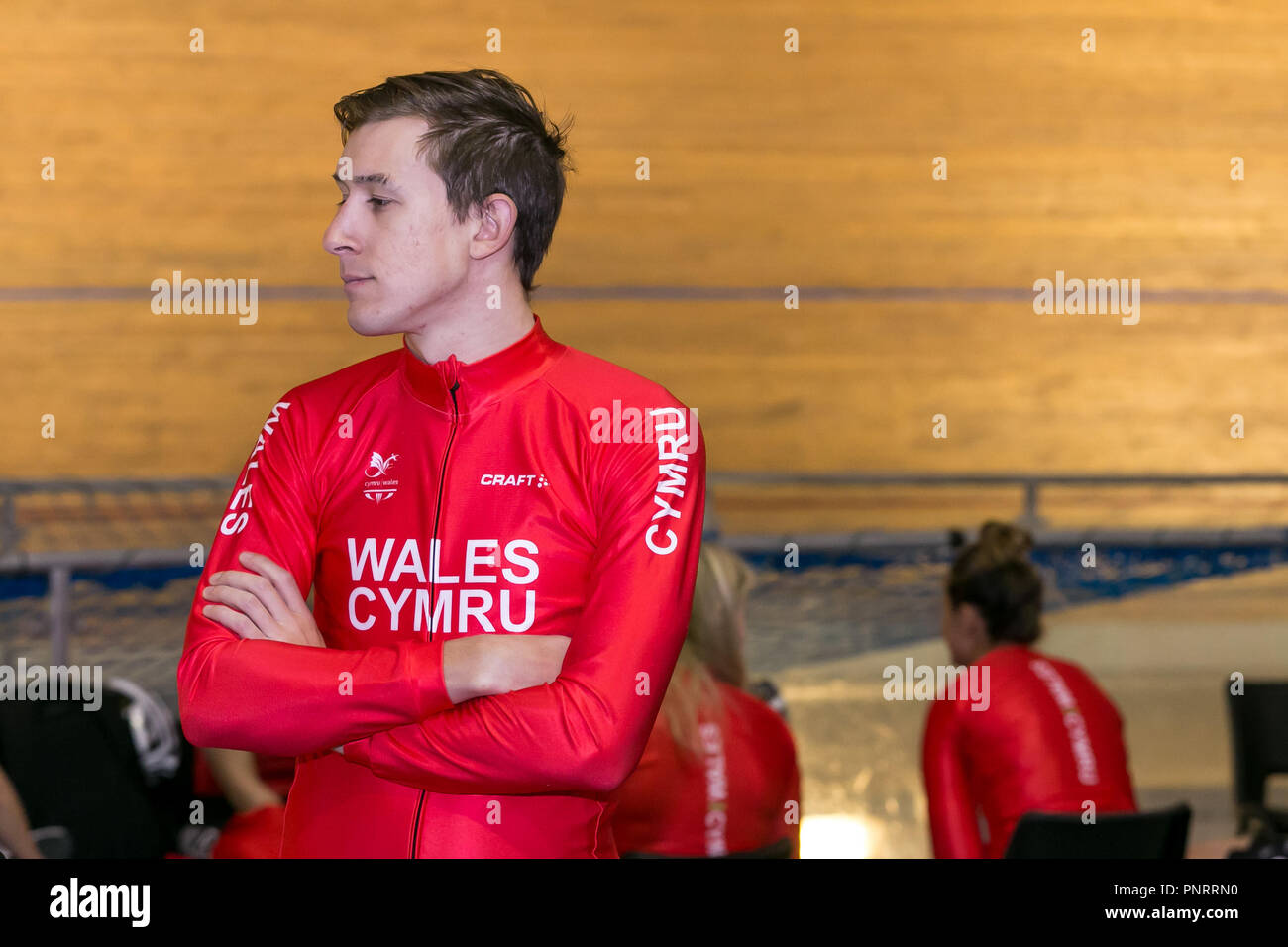 Le gallois le vélo et vêtements pour lancer l'équipe cycliste gallois pour les Jeux du Commonwealth sur la Côte d'or de l'Australie, Newport, Pays de Galles Vélodrome Banque D'Images