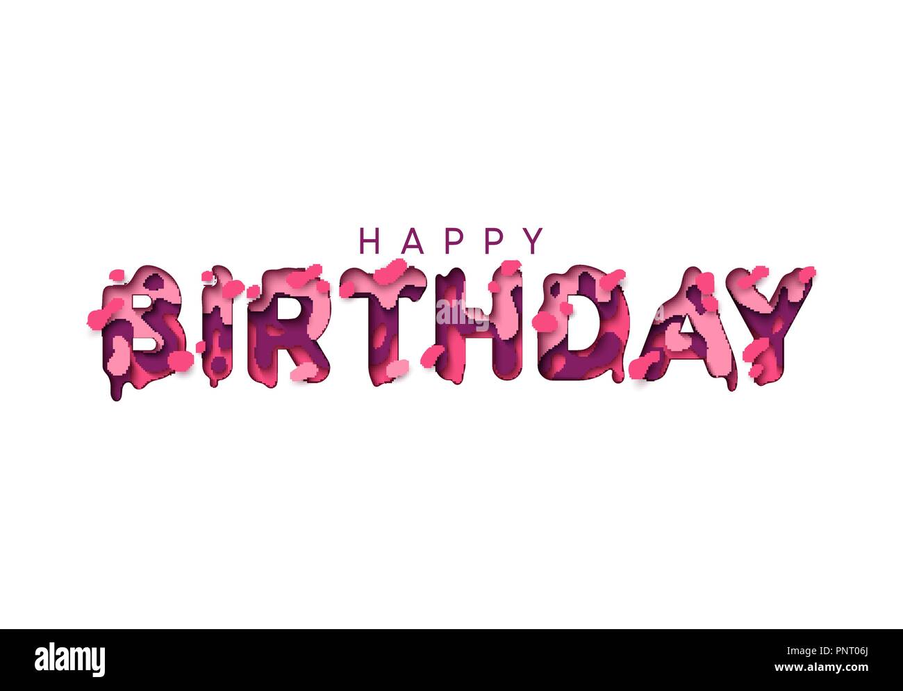 Joyeux Anniversaire Carte De Vœux Lettre Design Style Moderne Multi Couches Couleur Papercut Image Vectorielle Stock Alamy