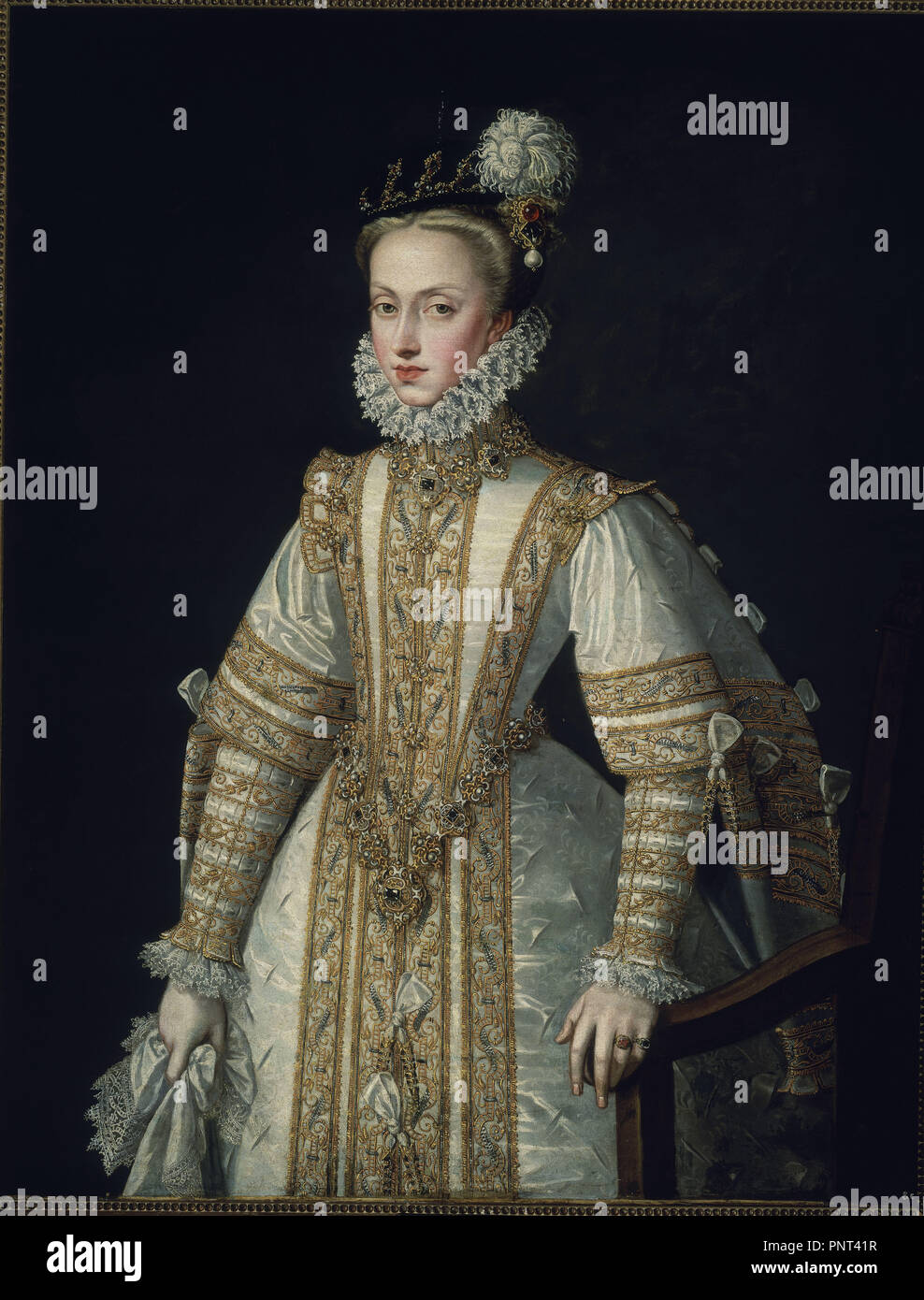 D'Anne d'Autriche, reine d'Espagne", ca. 1571, huile sur toile, 129 x 97  cm. Auteur : Sanchez Coello, Alonso. Emplacement : MUSEO Lazaro  Galdiano-COLECCION. MADRID. L'ESPAGNE Photo Stock - Alamy